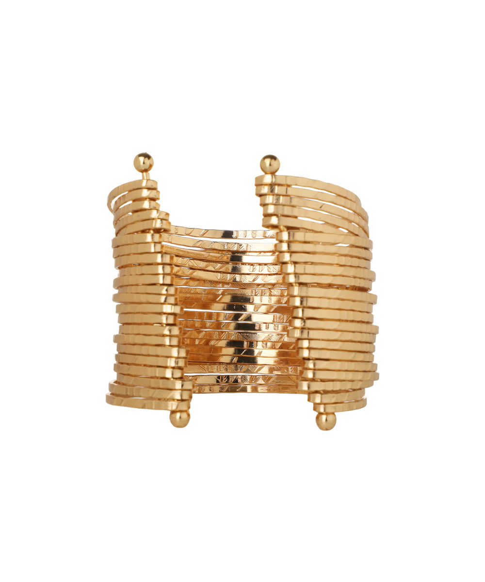 Layered Ribbed Cuff Bangle Bracelet | Stylika