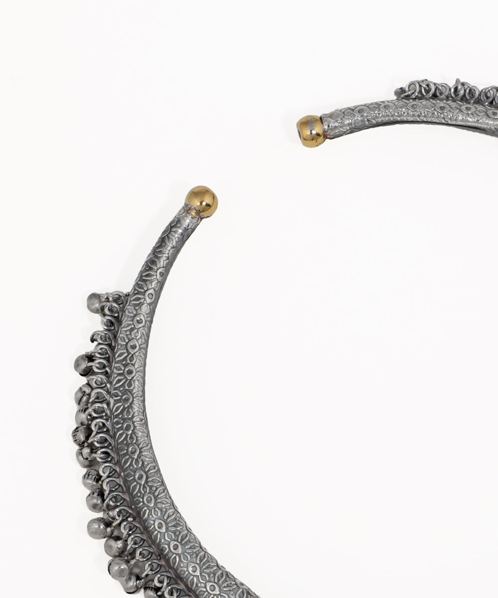 Embossed Ghungroo Oxidised Hasli Necklace | Stylika