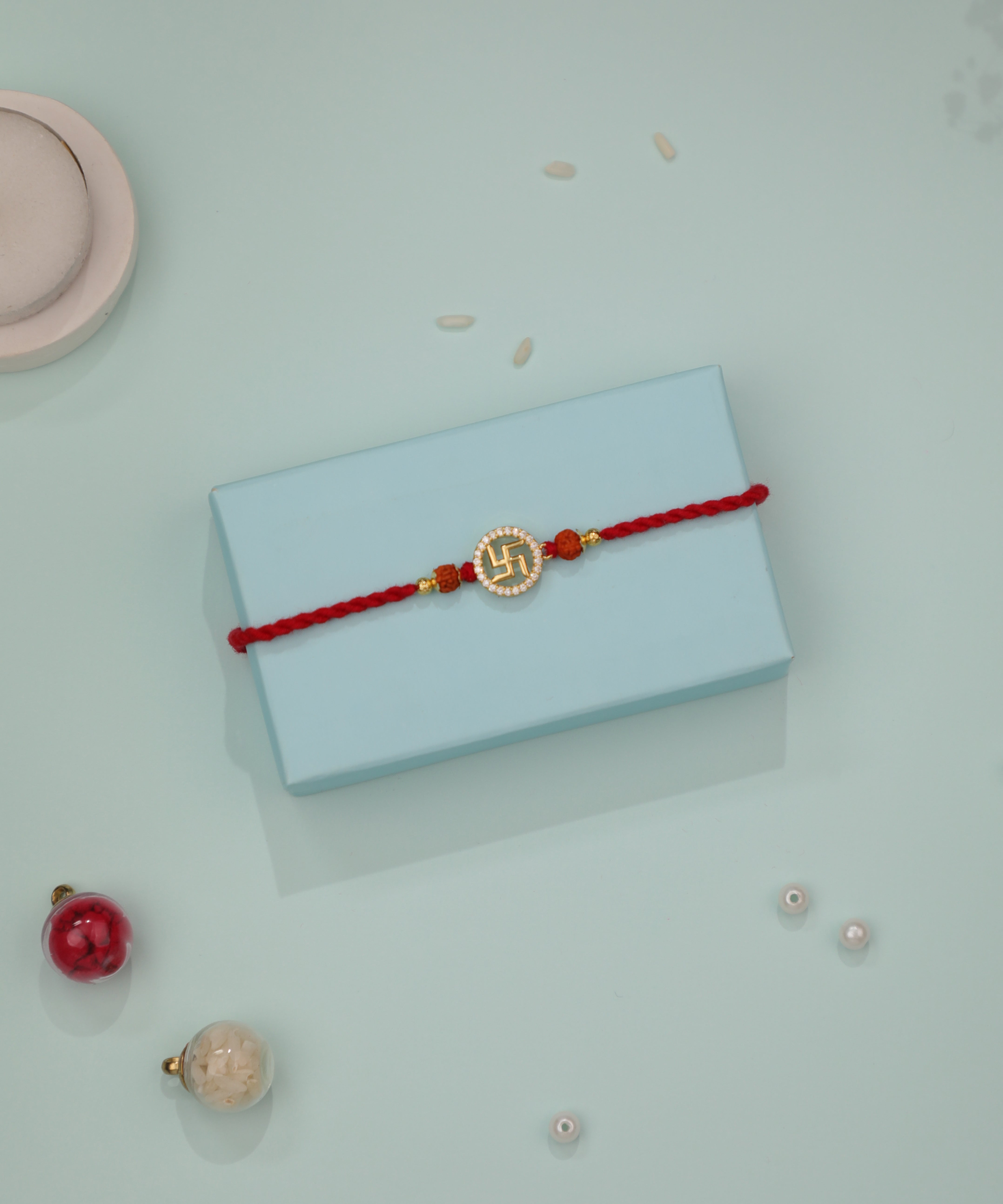 Traditional Swastika Rakhi with Stone Embellishment | Stylika