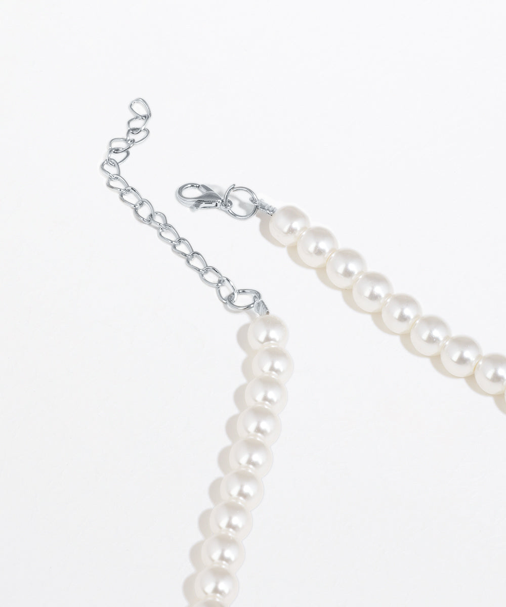 Polished White Round Pearl Necklace | Stylika