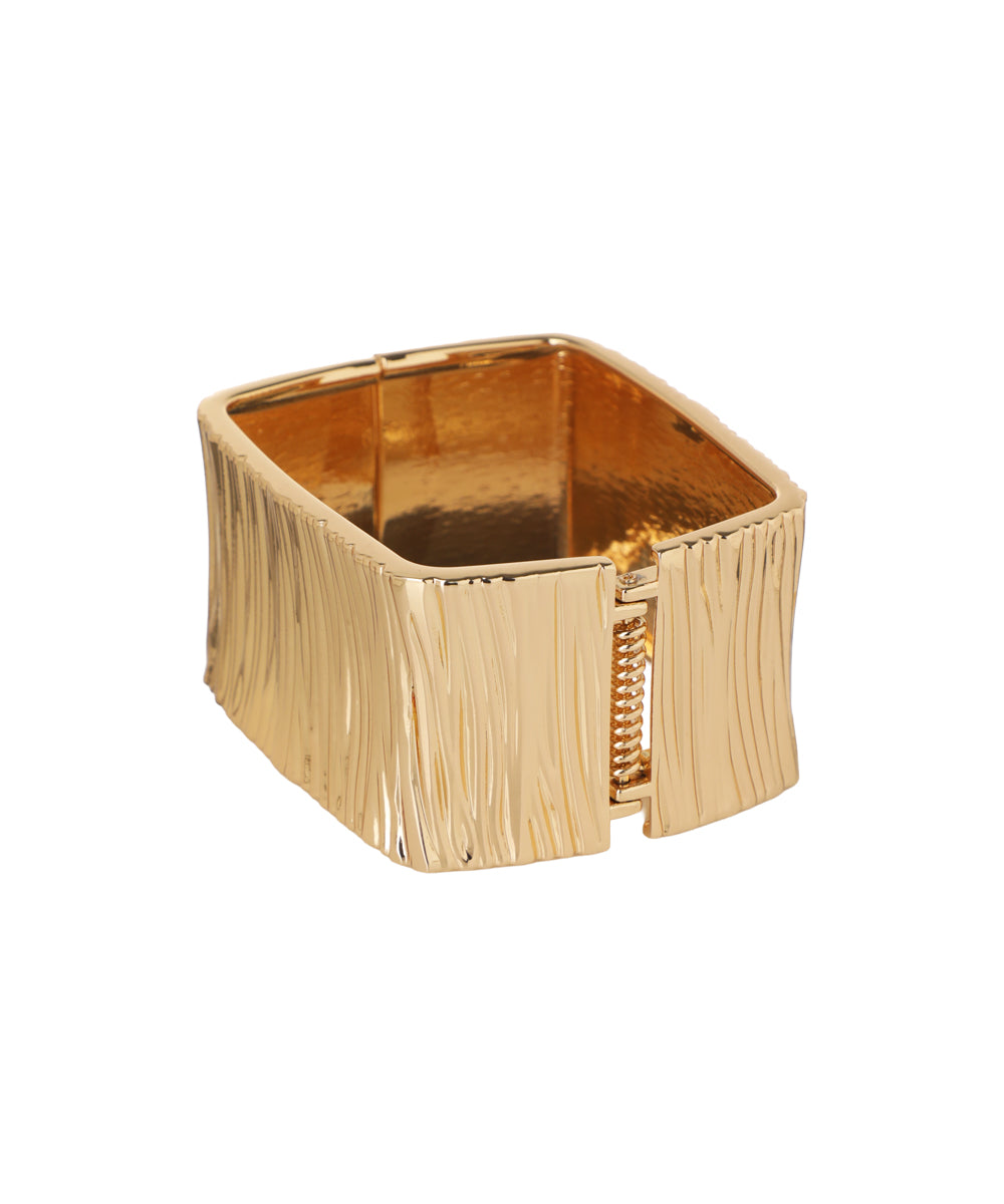Textured Wide Statement Bangle Bracelet | Stylika
