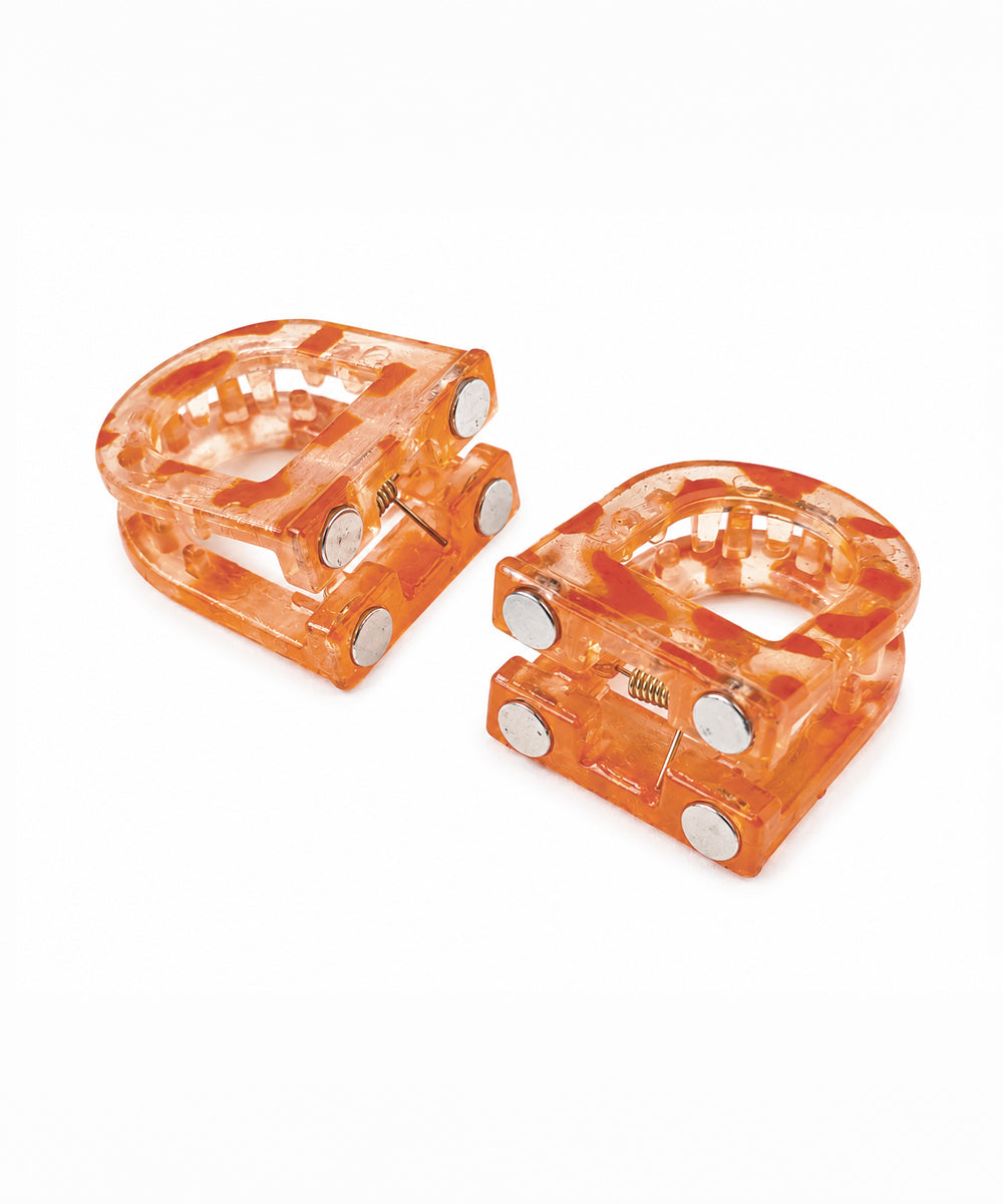 Orange D-shaped Magnetic Hair Clip | Stylika