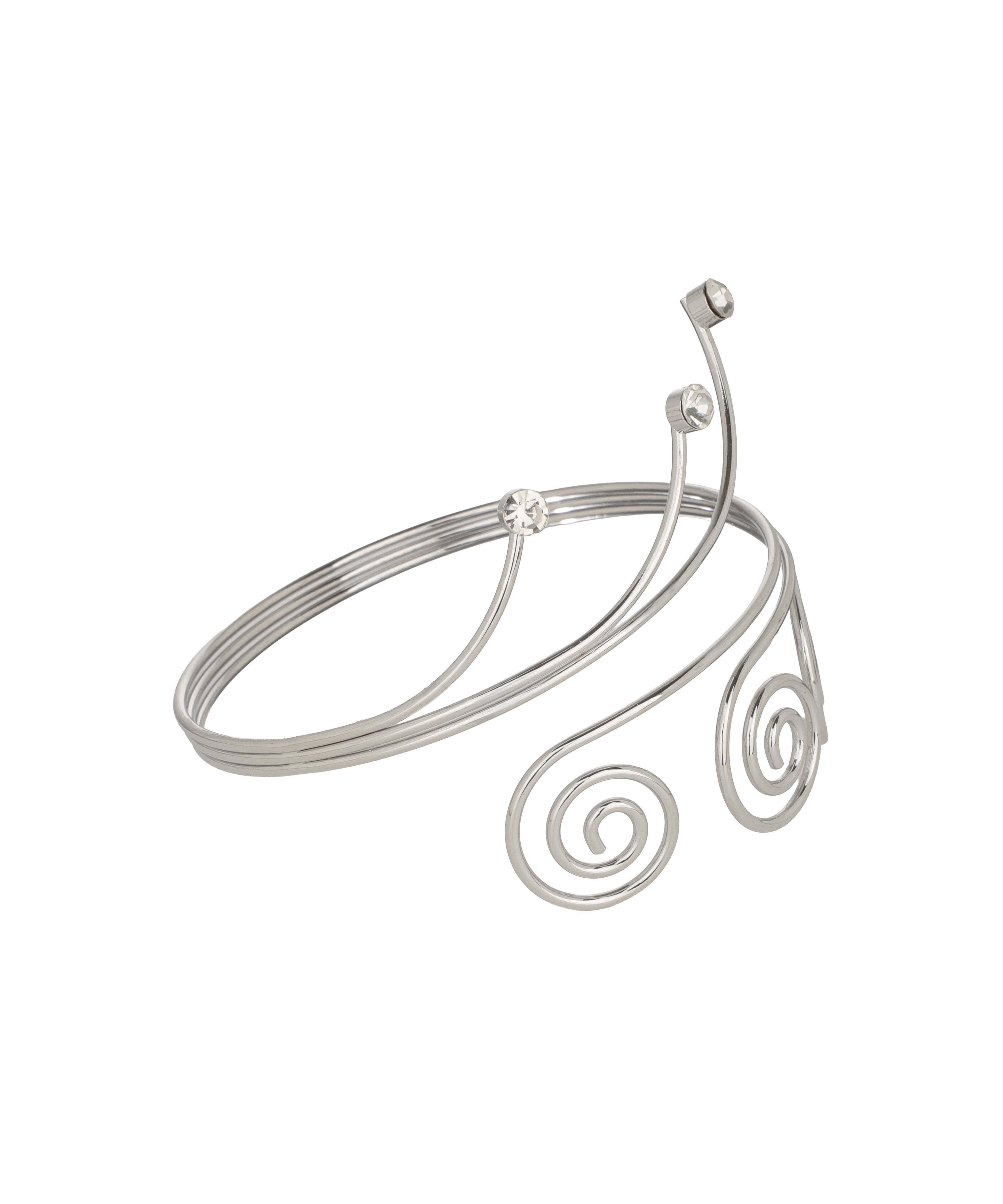 Spiral Motif Arm Cuff with Crystal Style Detail | Stylika