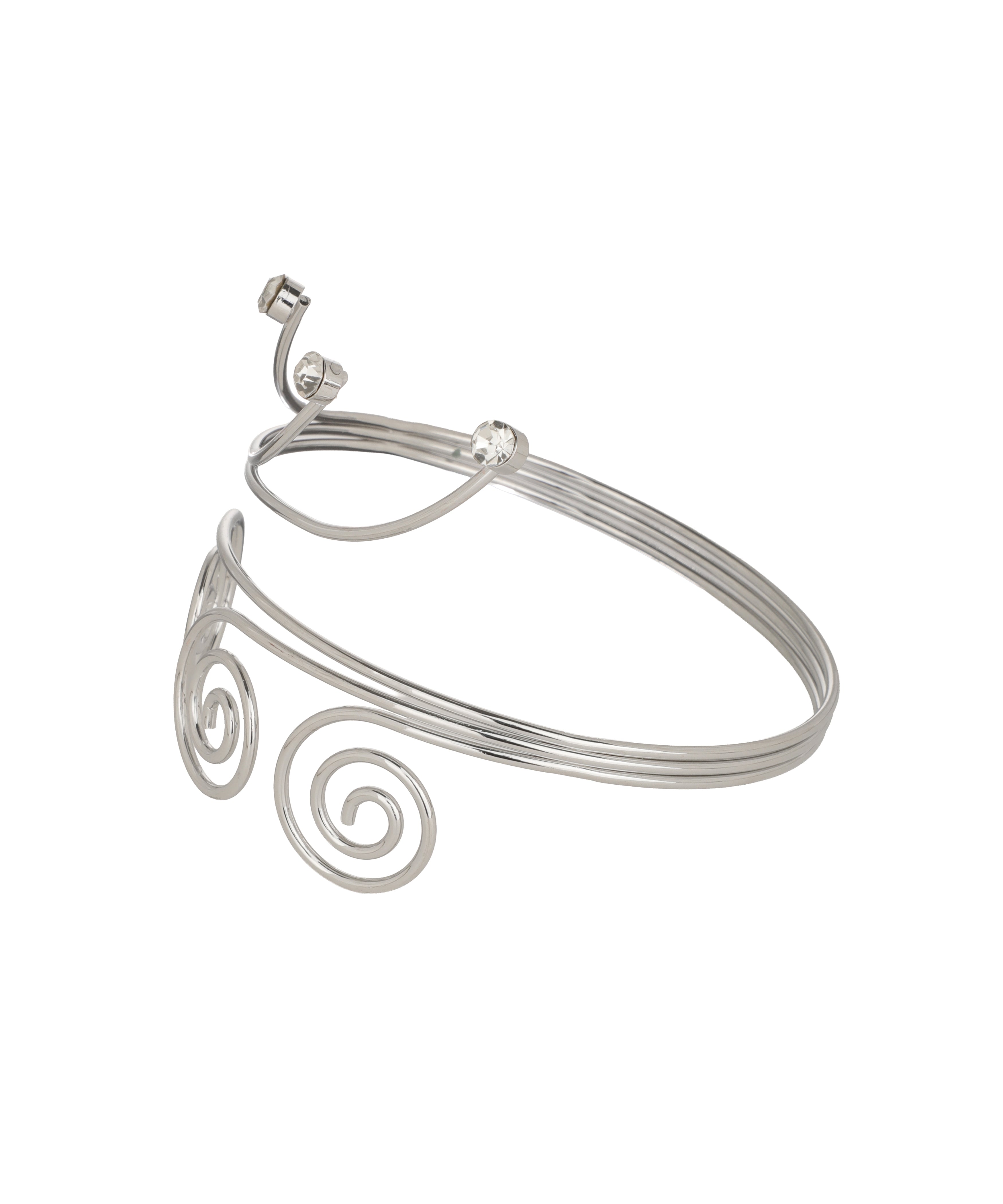 Spiral Motif Arm Cuff with Crystal Style Detail | Stylika