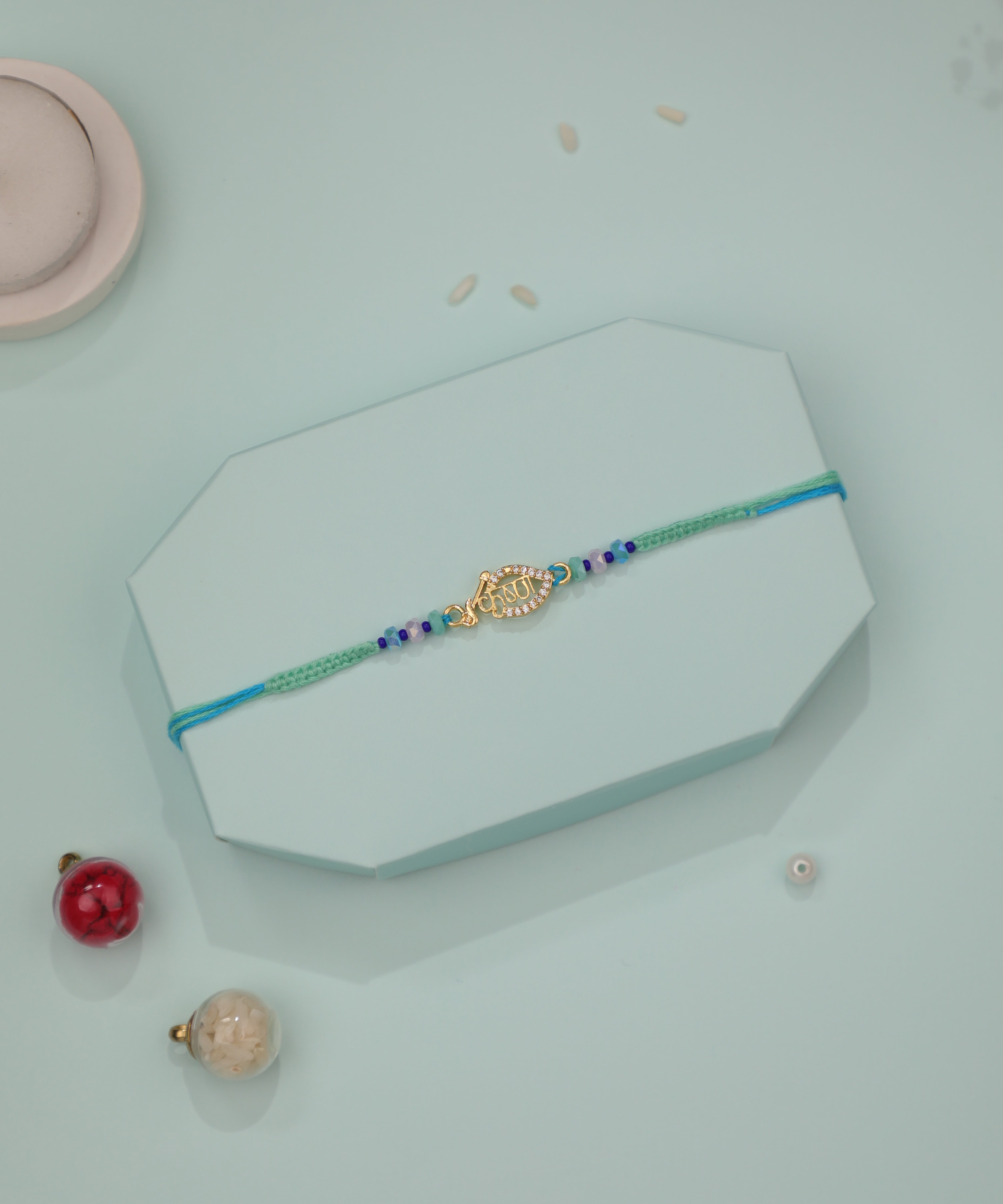 Intricate Krishna Script Charm Beaded Rakhi | Stylika