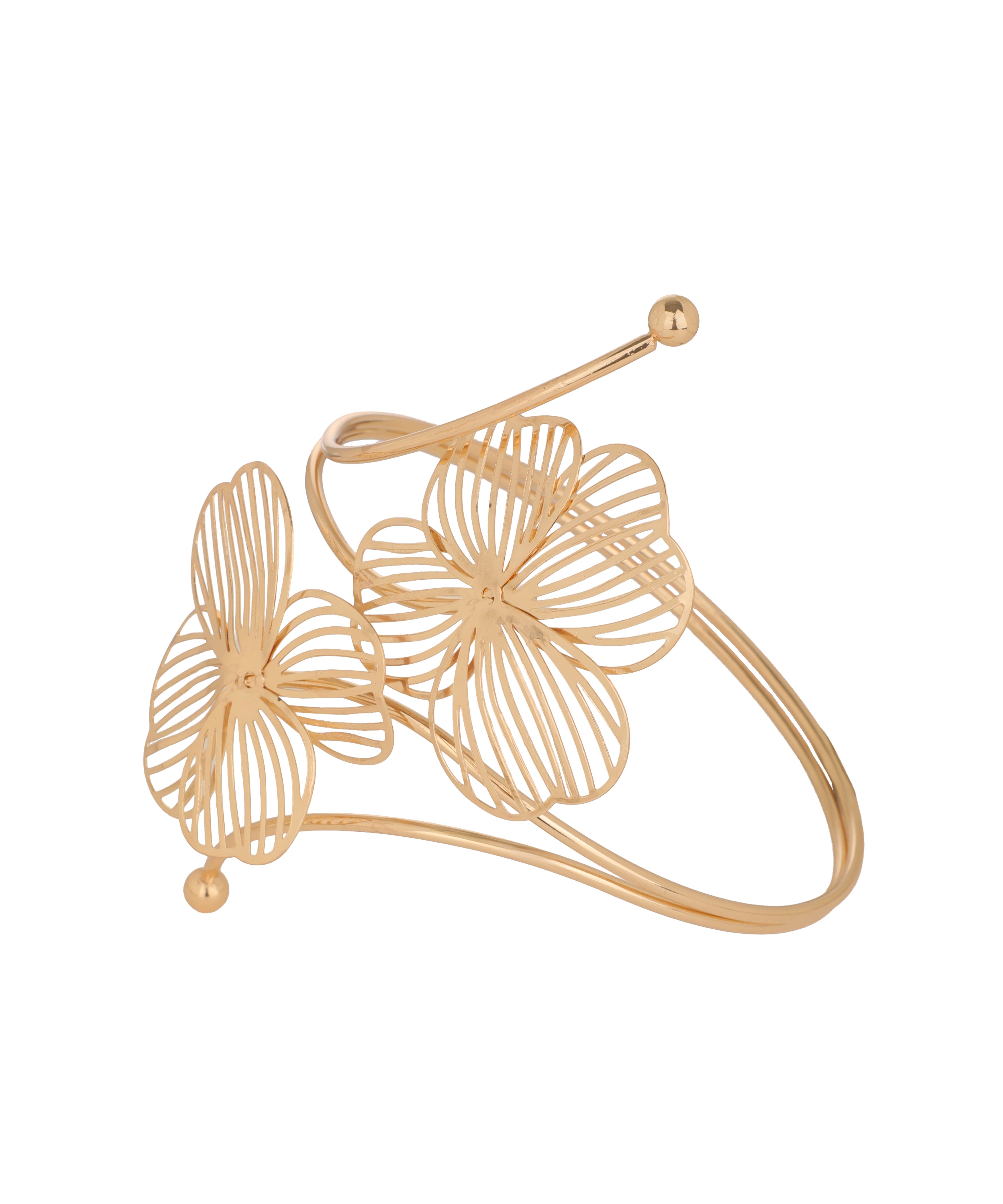 Floral Motif Open Arm Cuff | Stylika