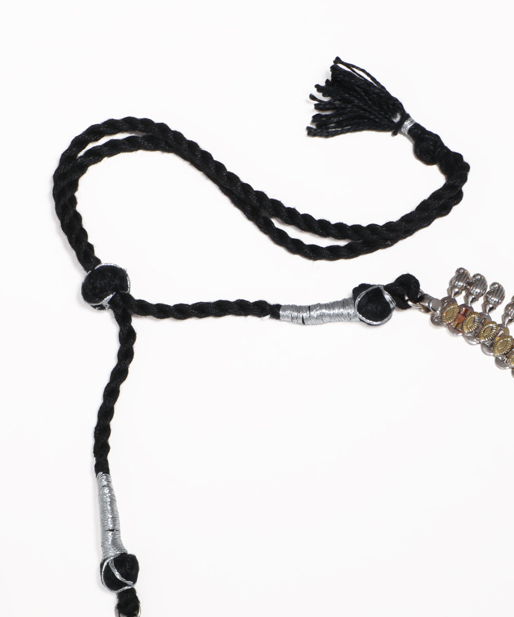 Dual Tone Oxidised Drop Necklace with Earrings | Stylika