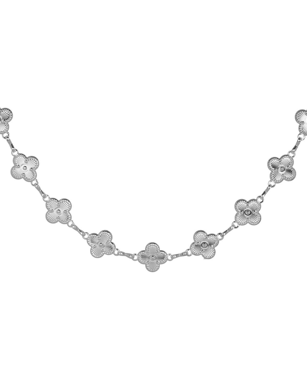 Waist chain featuring a repeated floral motif design