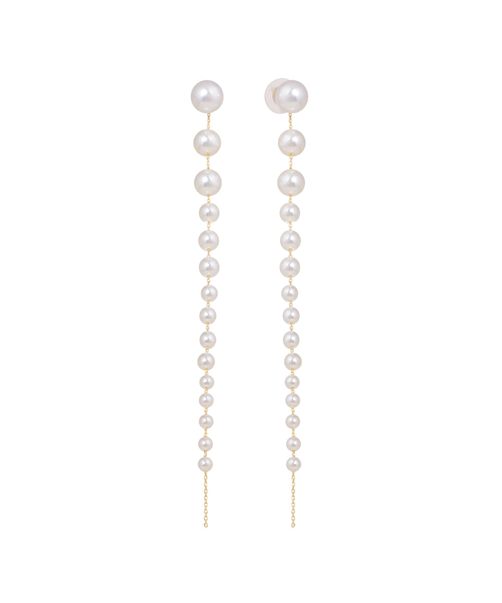 Pearl Orb Chain Drop Earrings | Stylika