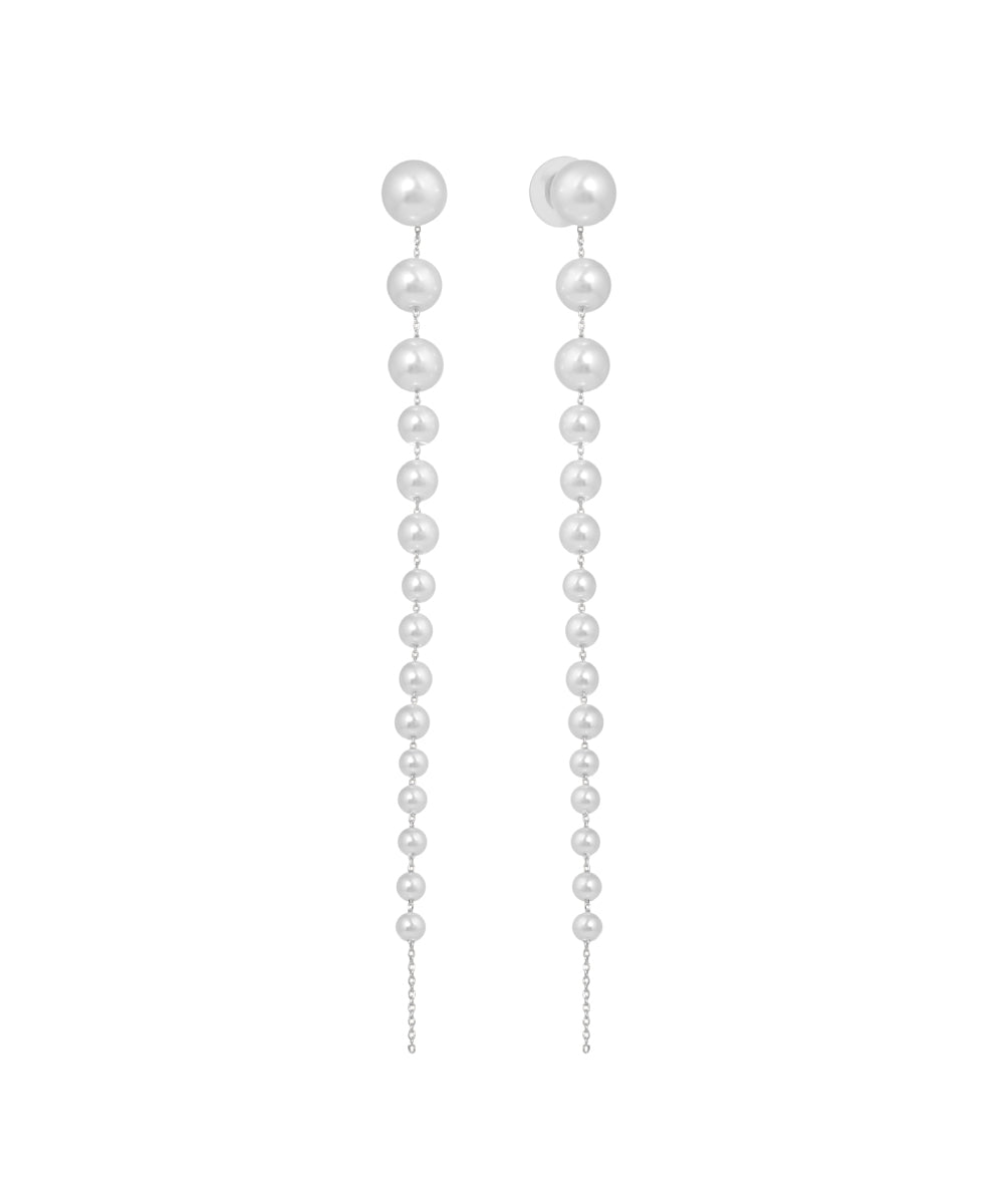 Pearl Orb Chain Drop Earrings | Stylika