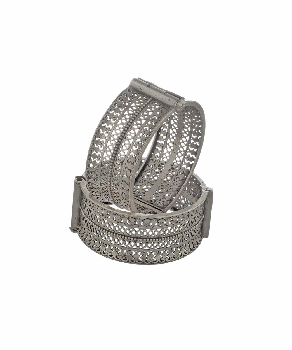 Intricate Filigree Oxidised Bangles | Stylika