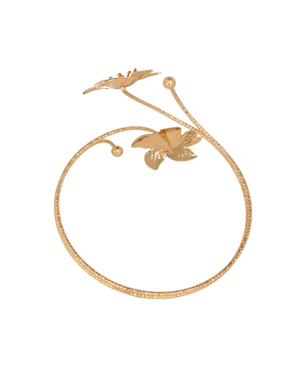 Floral Motif Open Arm Cuff | Stylika