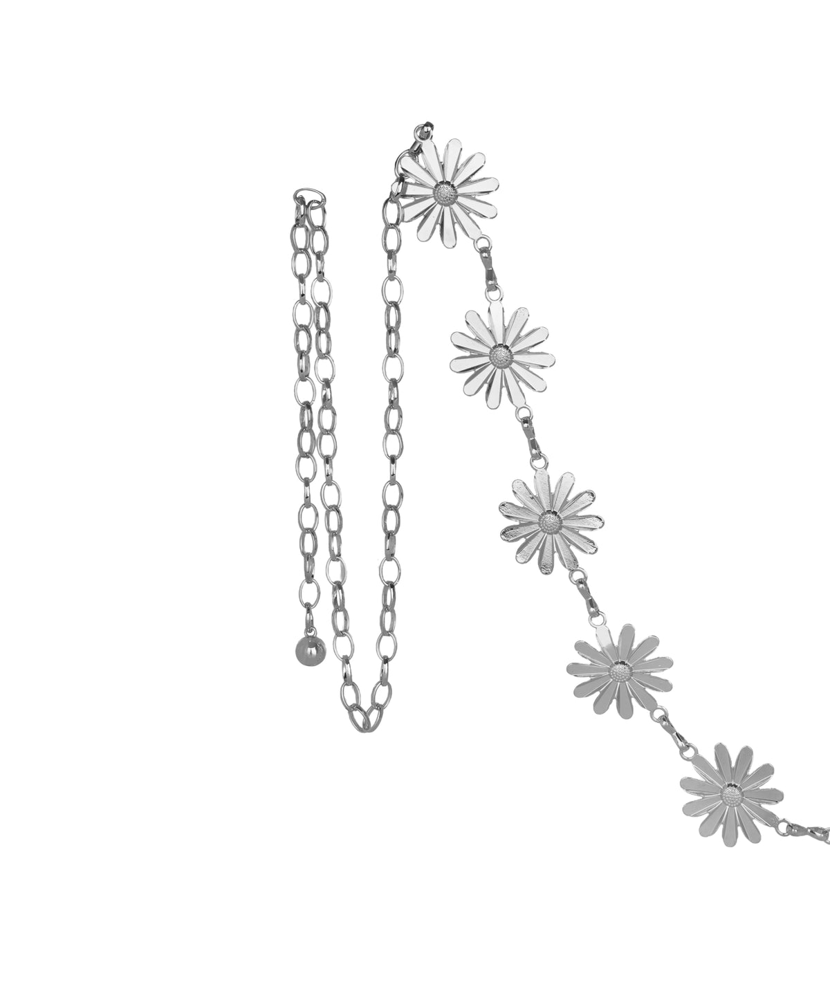 Waist chain with a delicate linked floral silhouette