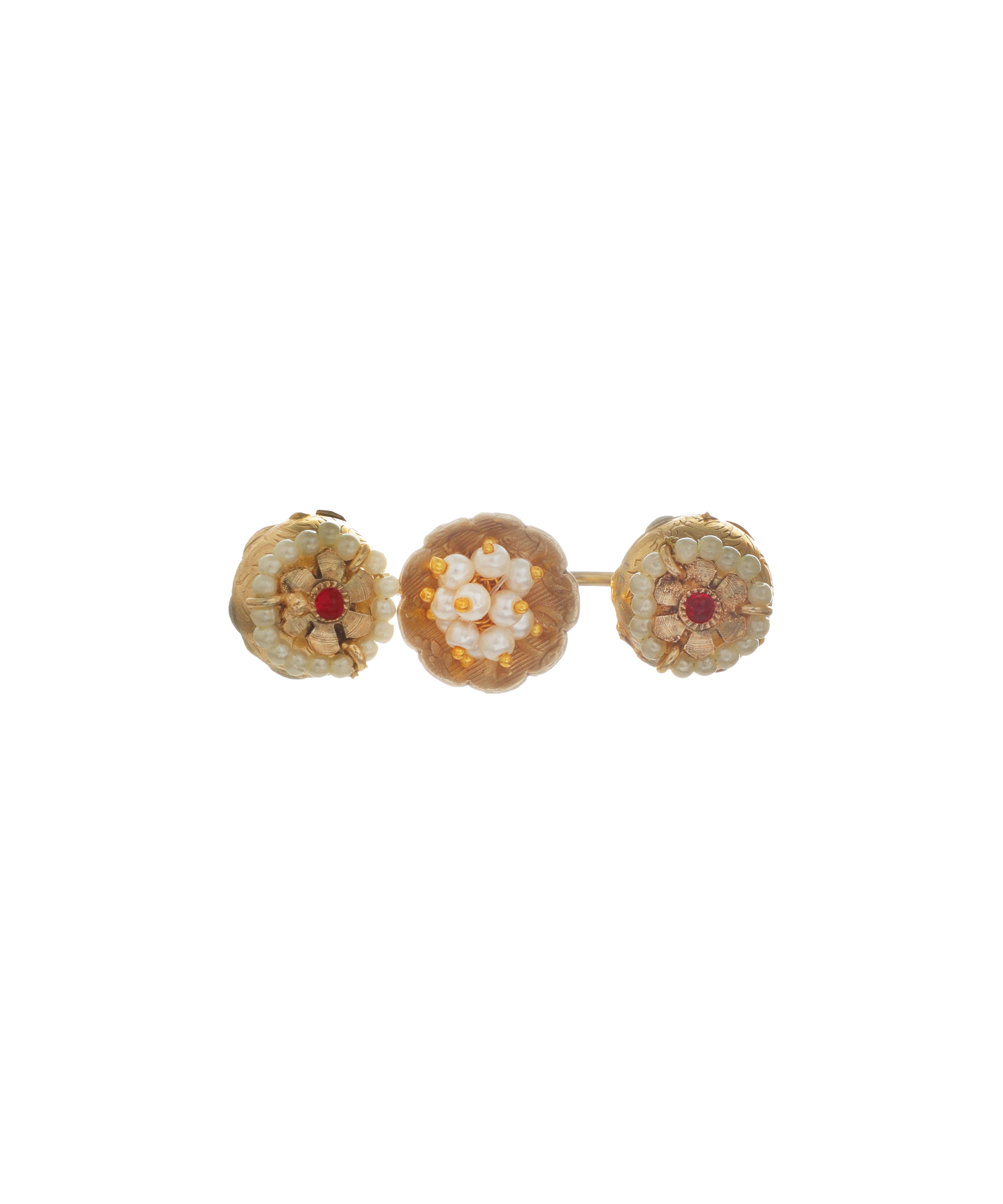 Intricate Floral Cluster Ethnic Double Finger Ring | Stylika