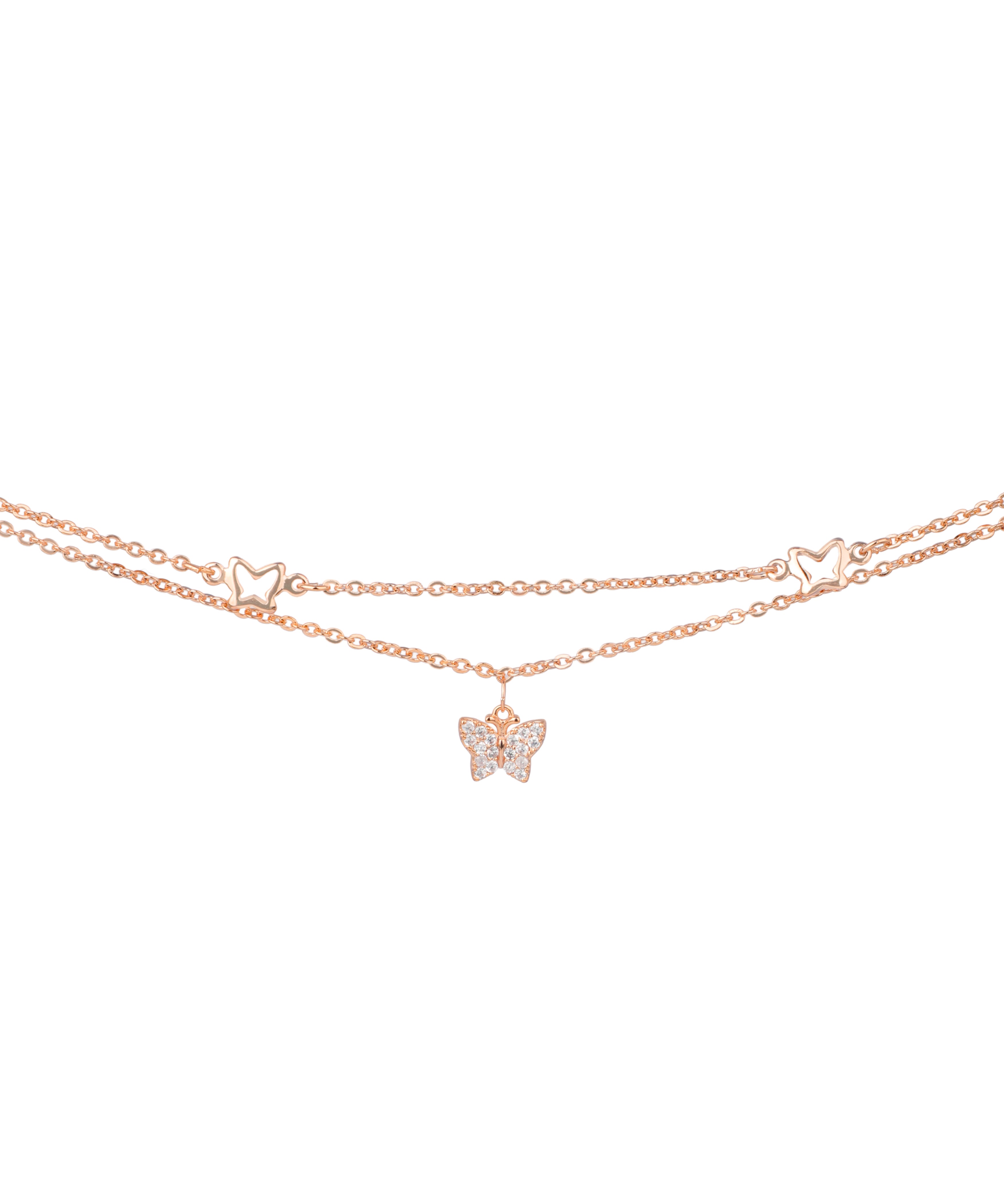 Butterfly Motif Layered Chain Anklet | Stylika
