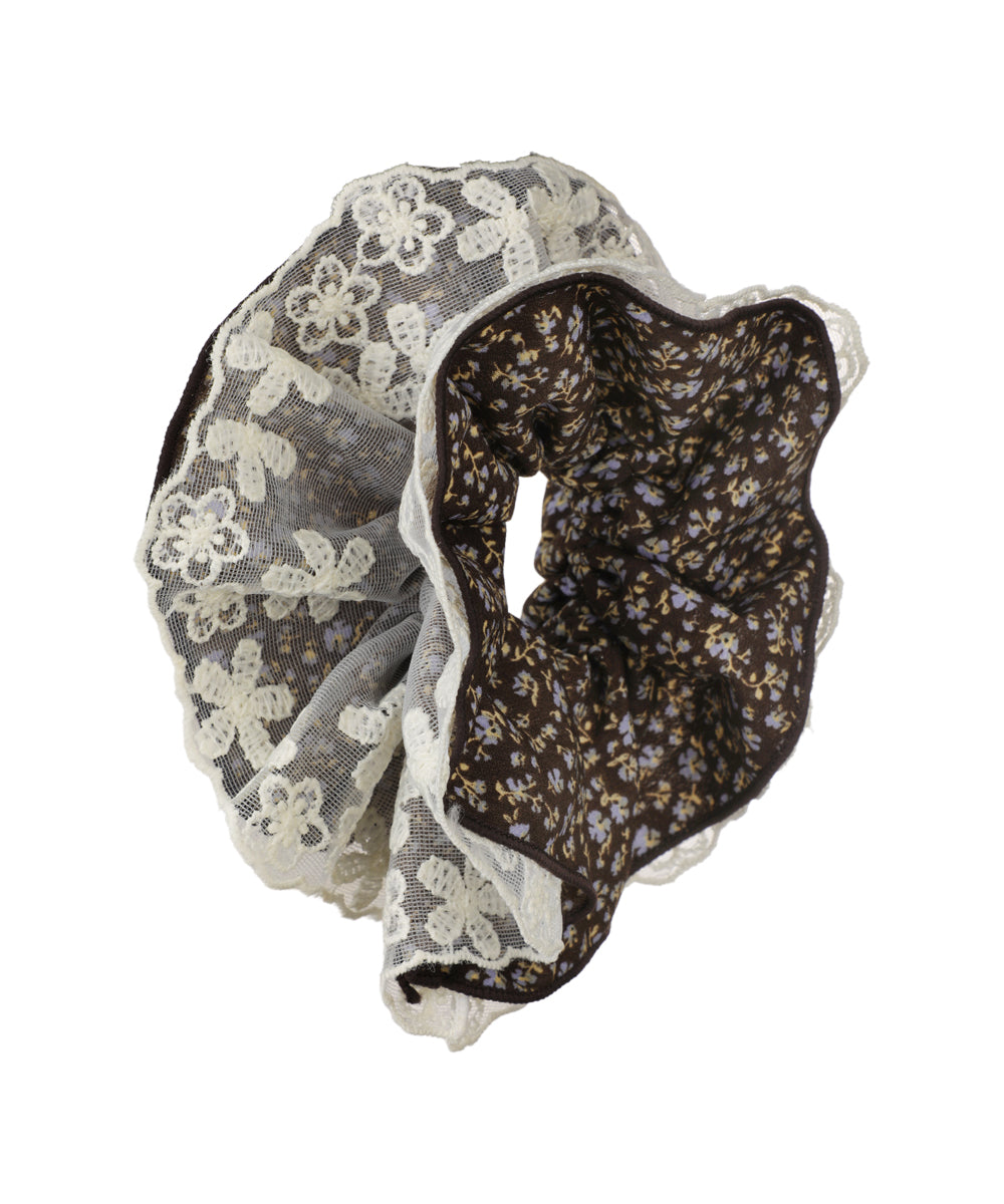 Floral Lace Trim Hair Scrunchie | STYLIKA