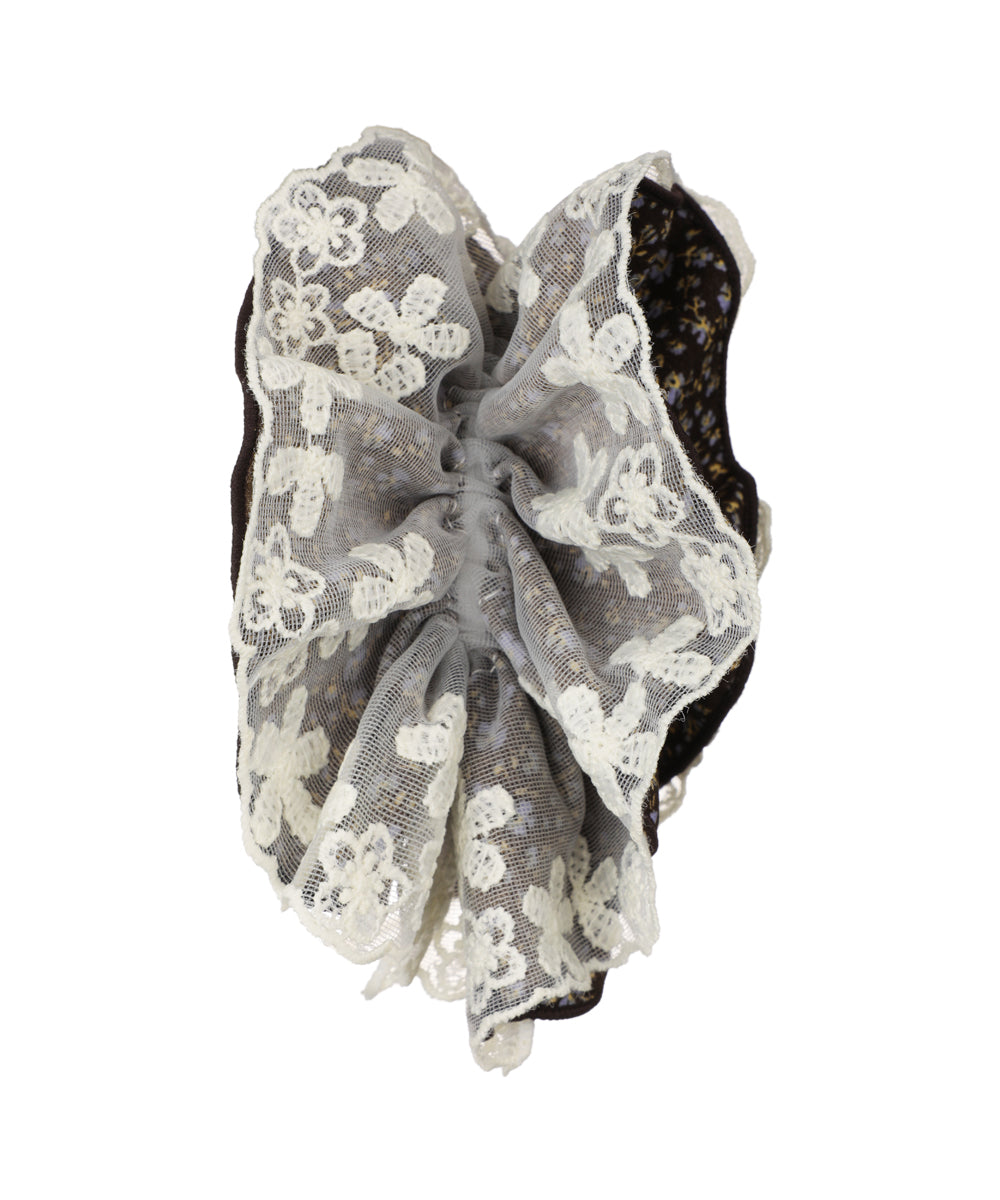 Floral Lace Trim Hair Scrunchie | STYLIKA
