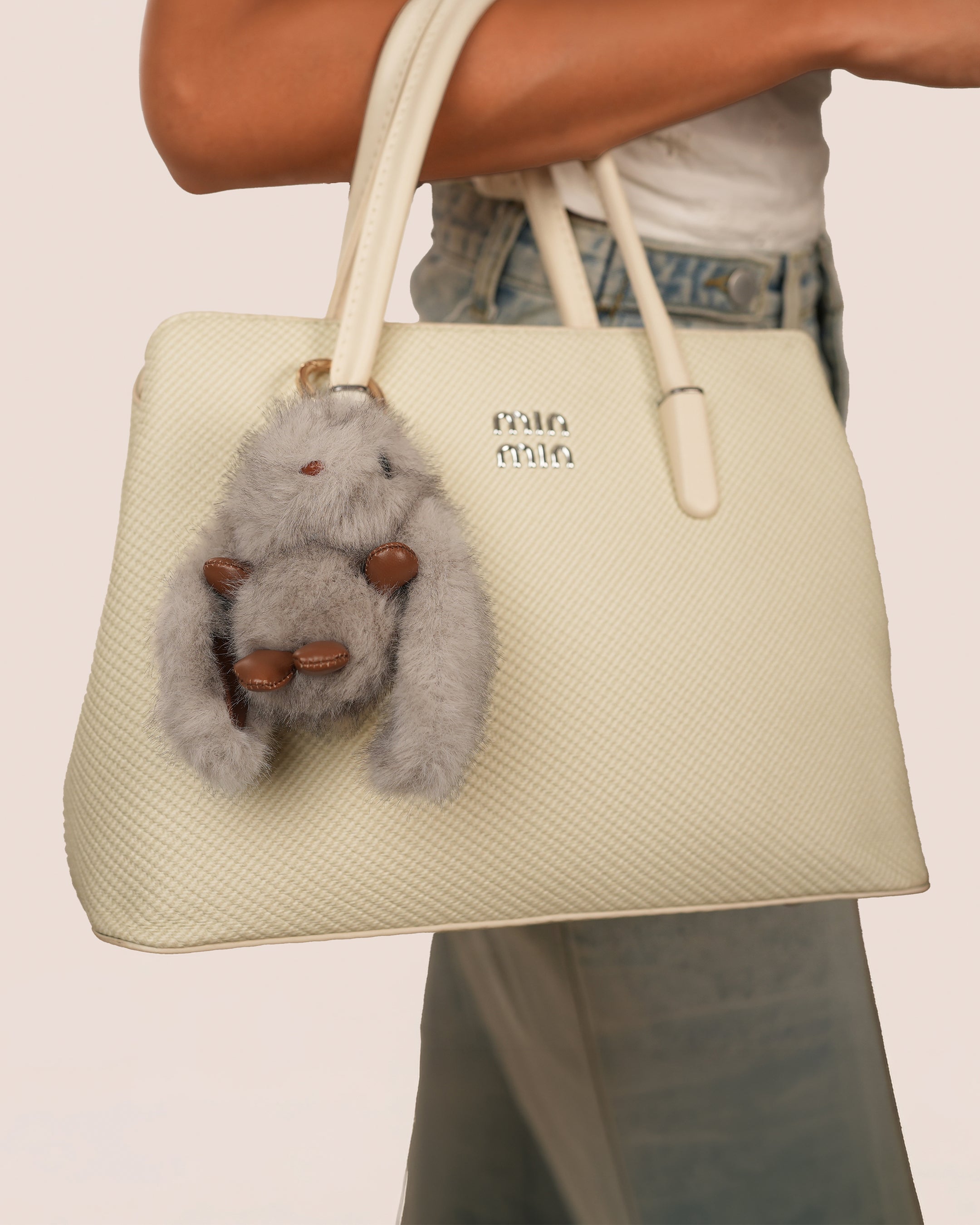 Whimsical Fluffy Bunny Bag Charm Accessory | Stylika