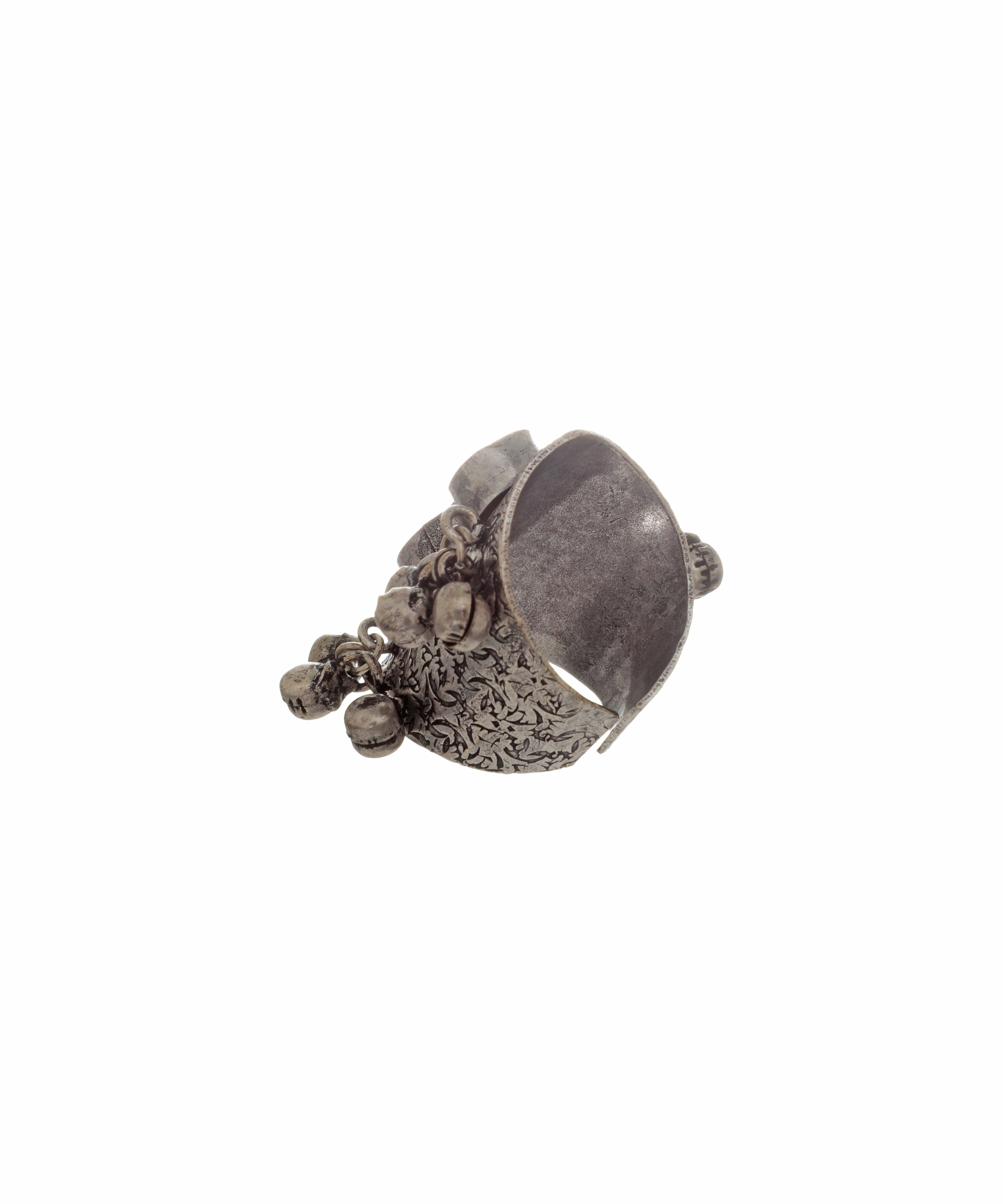 Carved Bell Drop Oxidised Ring | Stylika
