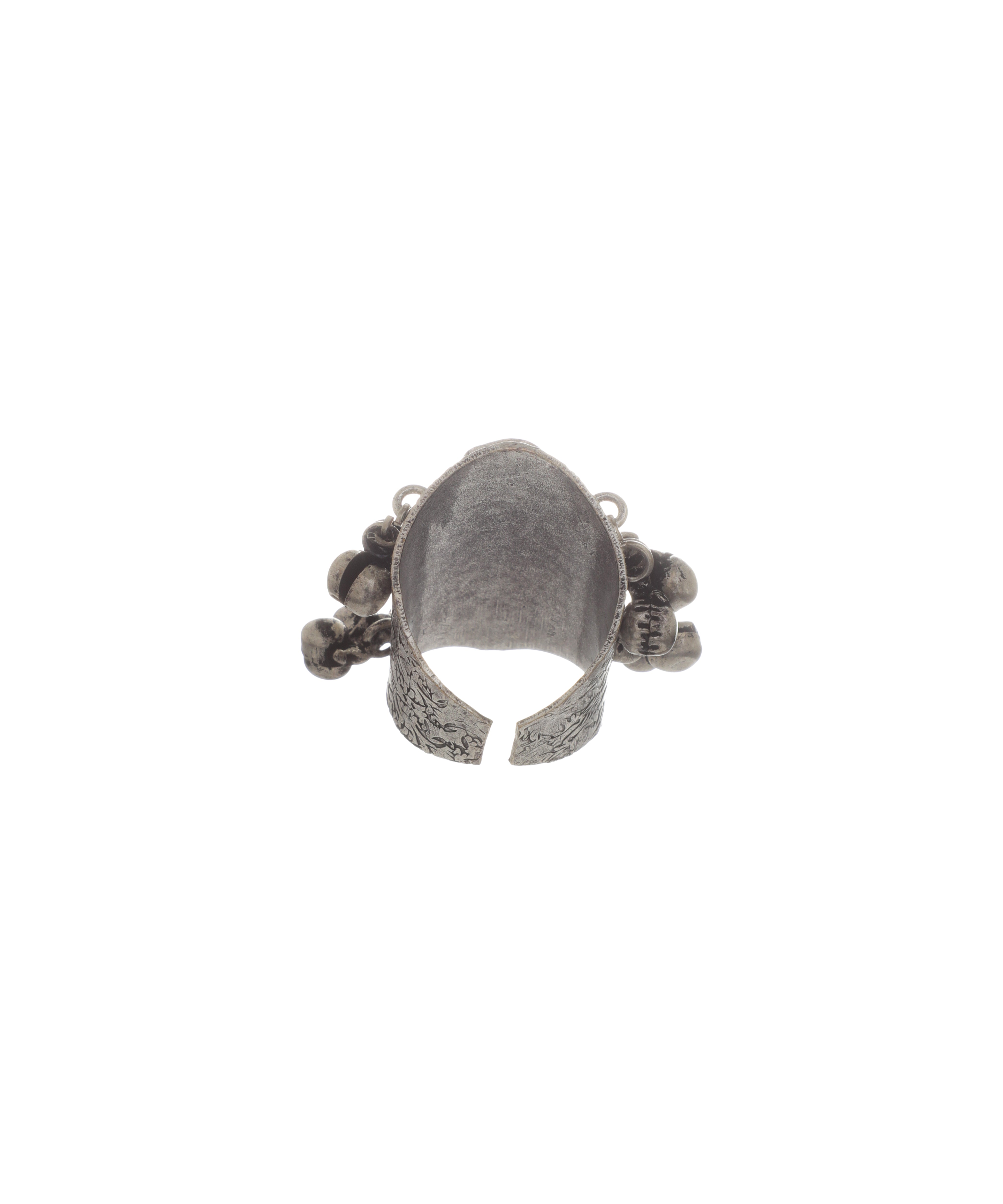Carved Bell Drop Oxidised Ring | Stylika