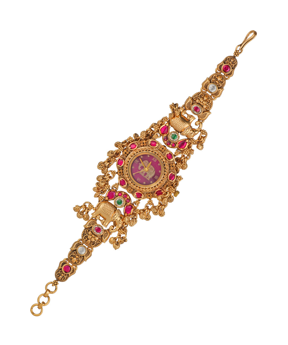 Heritage bracelet watch featuring detailed elephant motifs