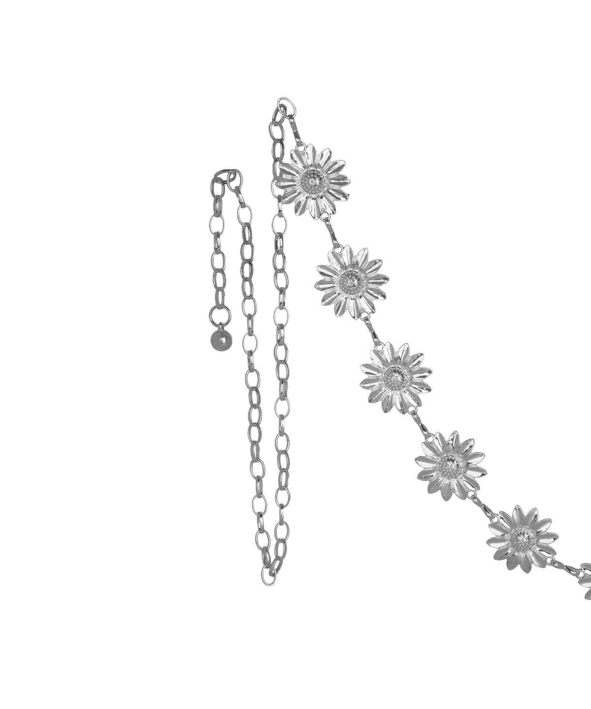 Waist chain with floral motifs joined by fine metal links