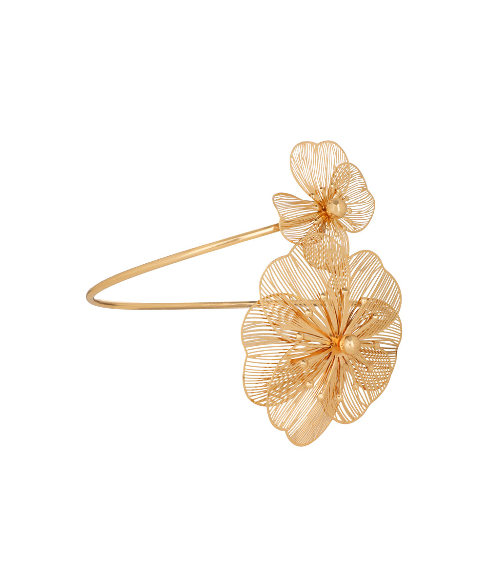 Floral Motif Open Arm Cuff | Stylika