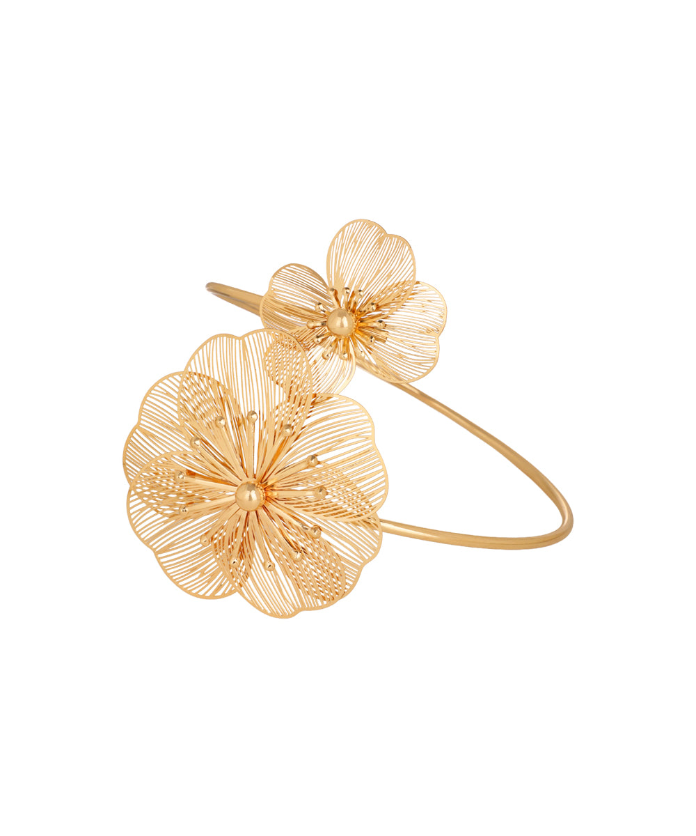 Floral Motif Open Arm Cuff | Stylika