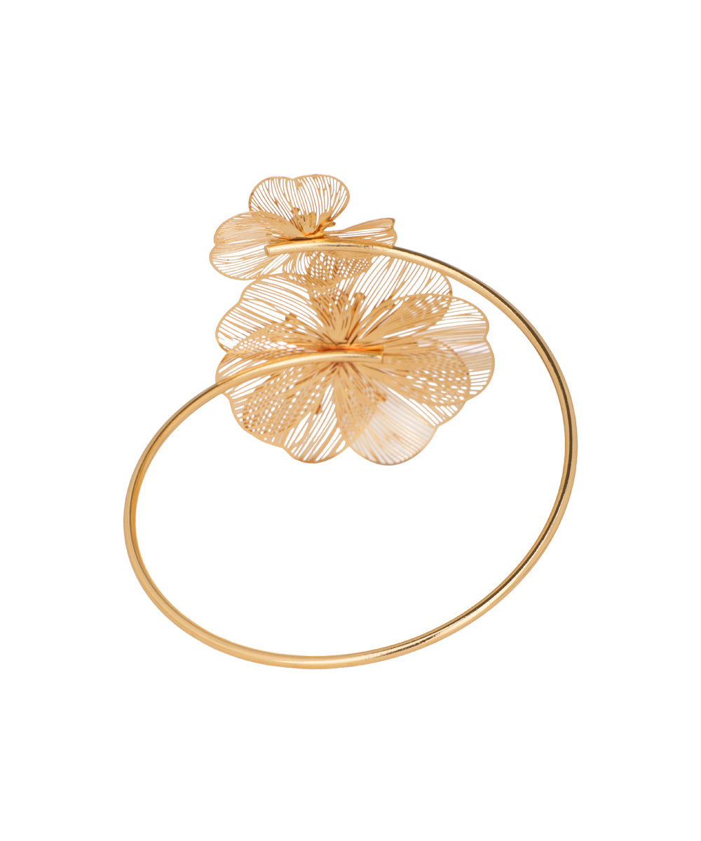 Floral Motif Open Arm Cuff | Stylika