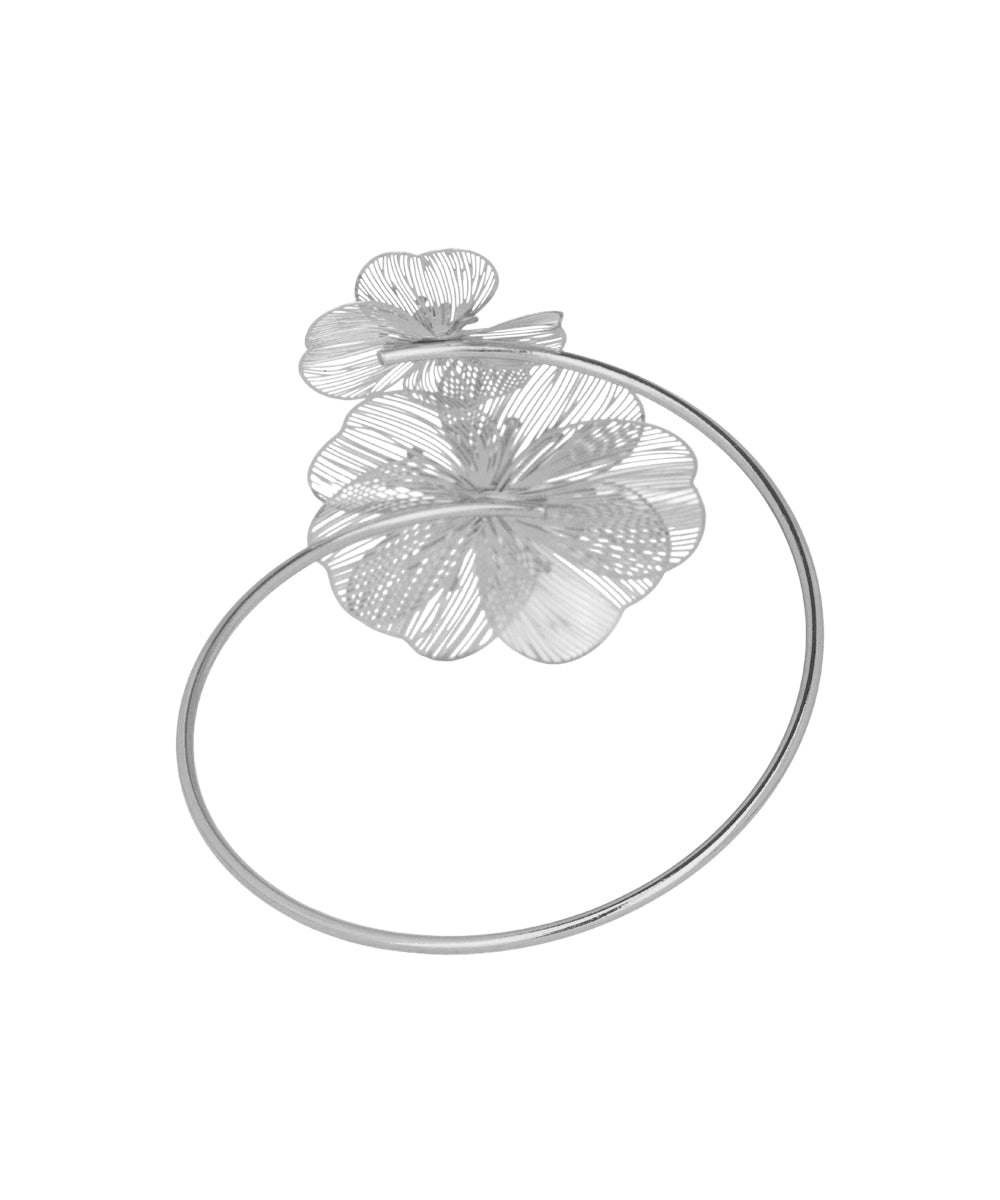 Floral Motif Open Arm Cuff | Stylika