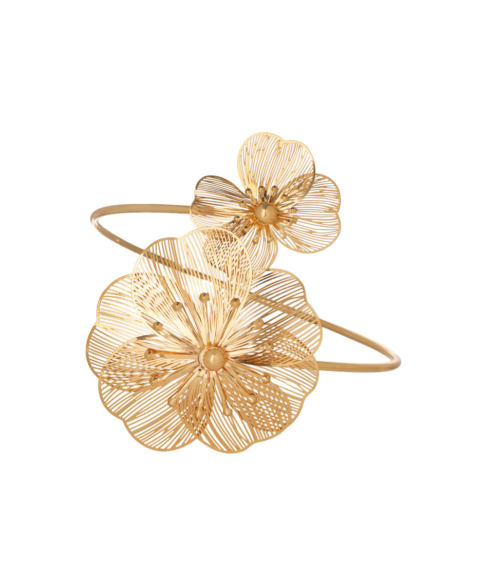 Floral Motif Open Arm Cuff | Stylika