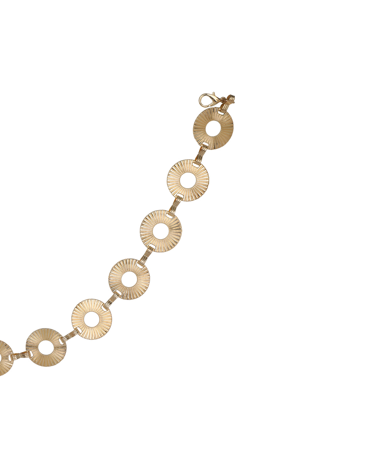 Waist chain designed with radial textured round links