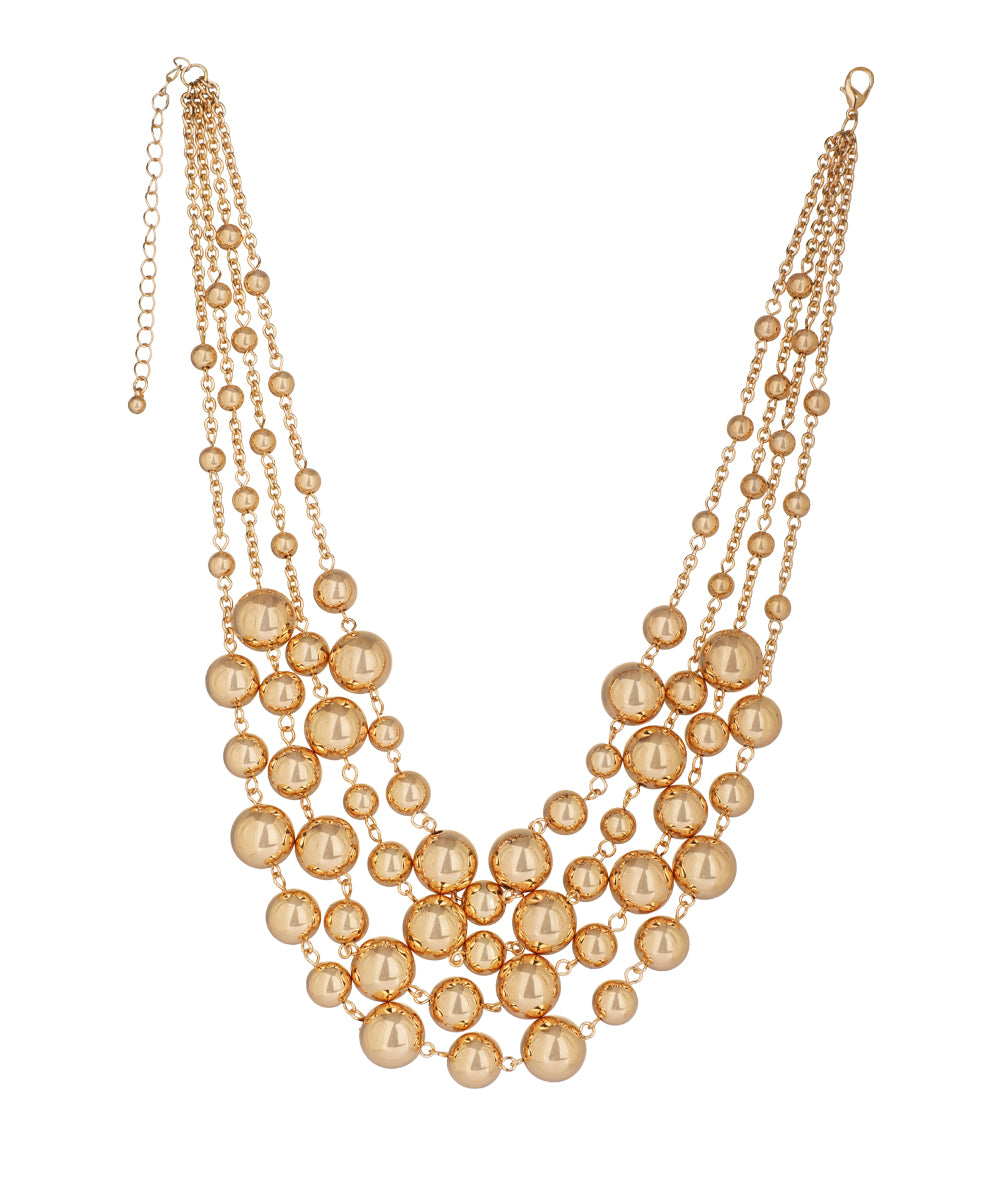 Layered Multi Strand Bead Detail Necklace | Stylika