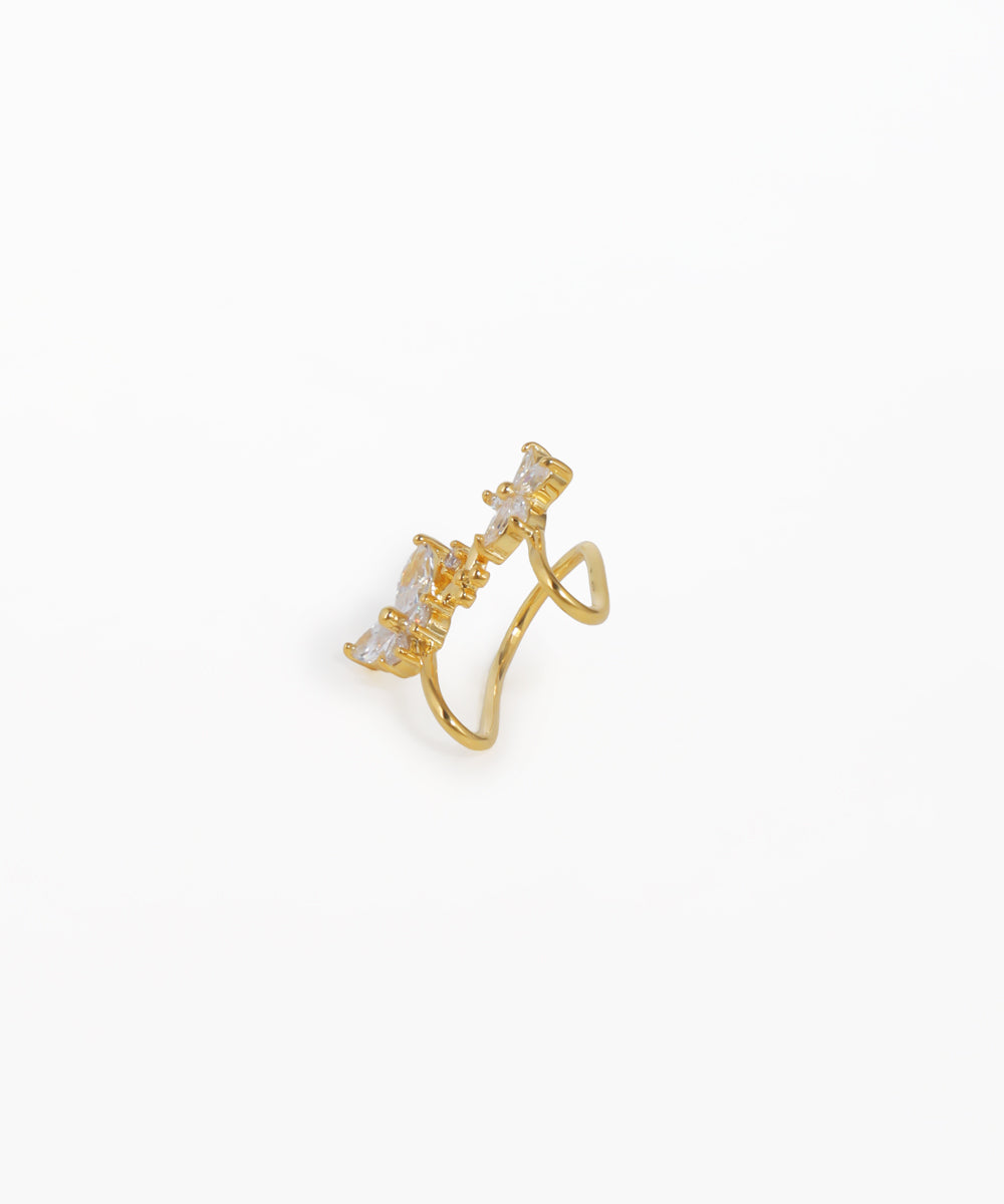 Flower & Butterfly Crystal Ear Cuff | Stylika