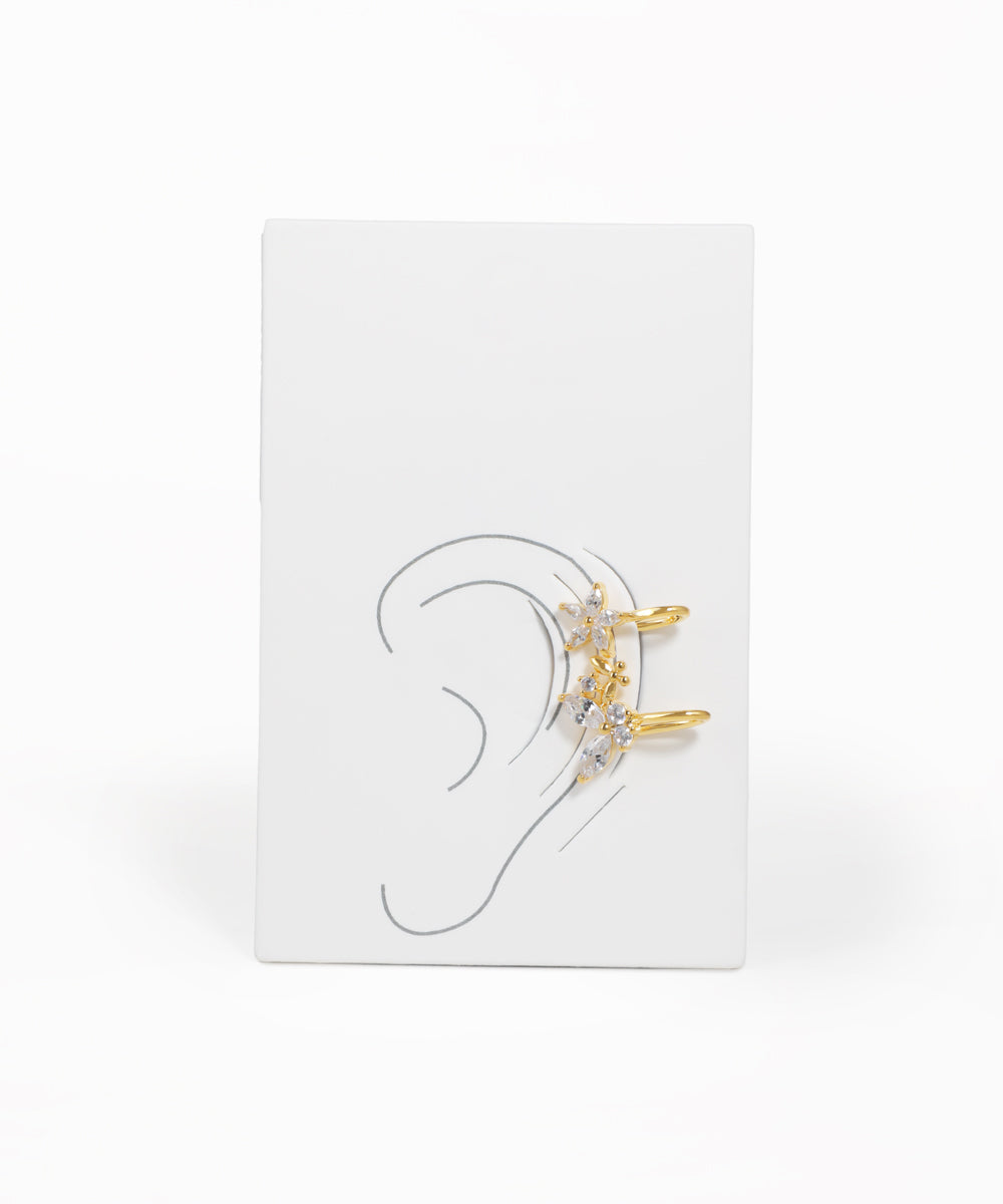 Flower & Butterfly Crystal Ear Cuff | Stylika