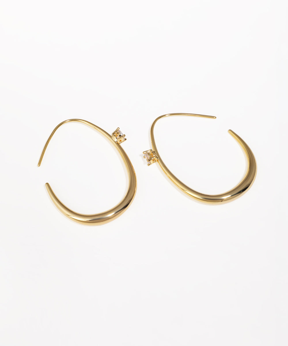 Sleek Hoop Earrings with Solitaire Detail | Stylika