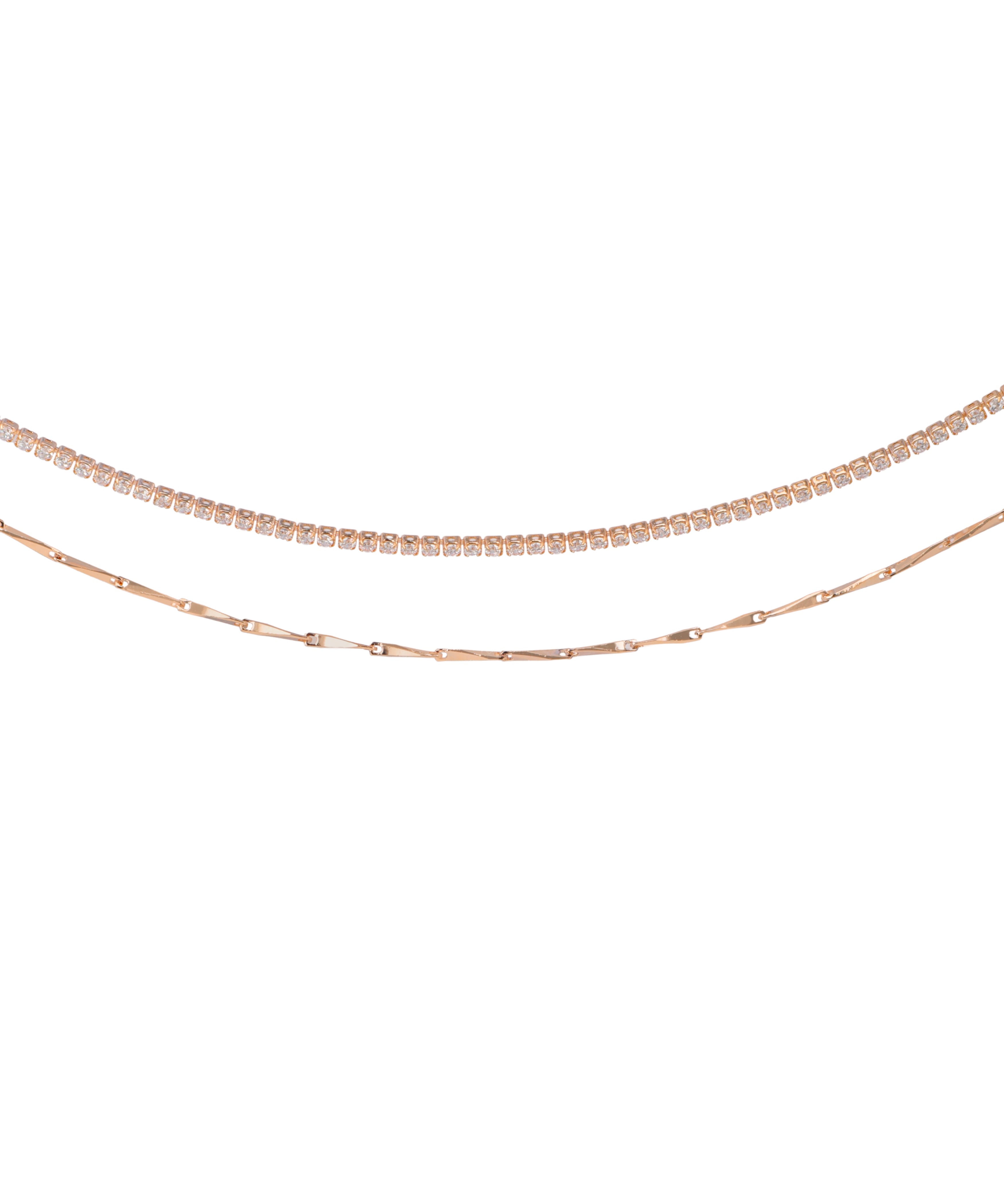 Double Layer Crystal Style Detail Anklet | Stylika