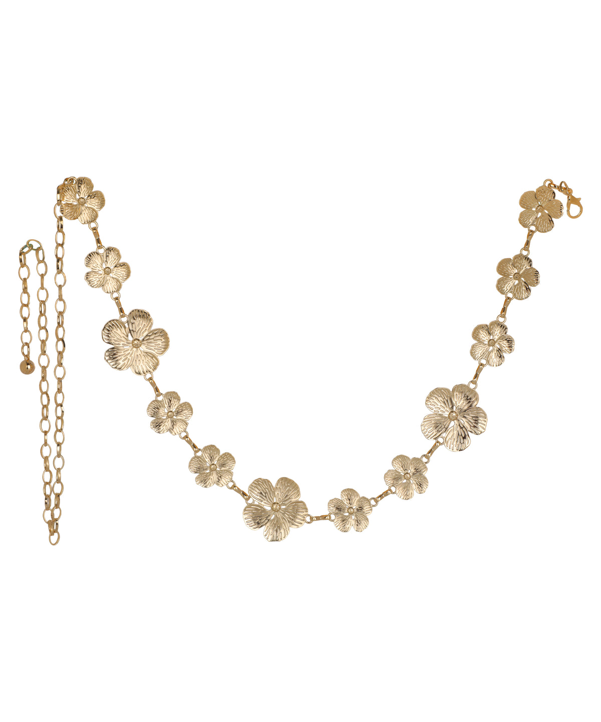 Waist chain featuring repeating open flower motifs
