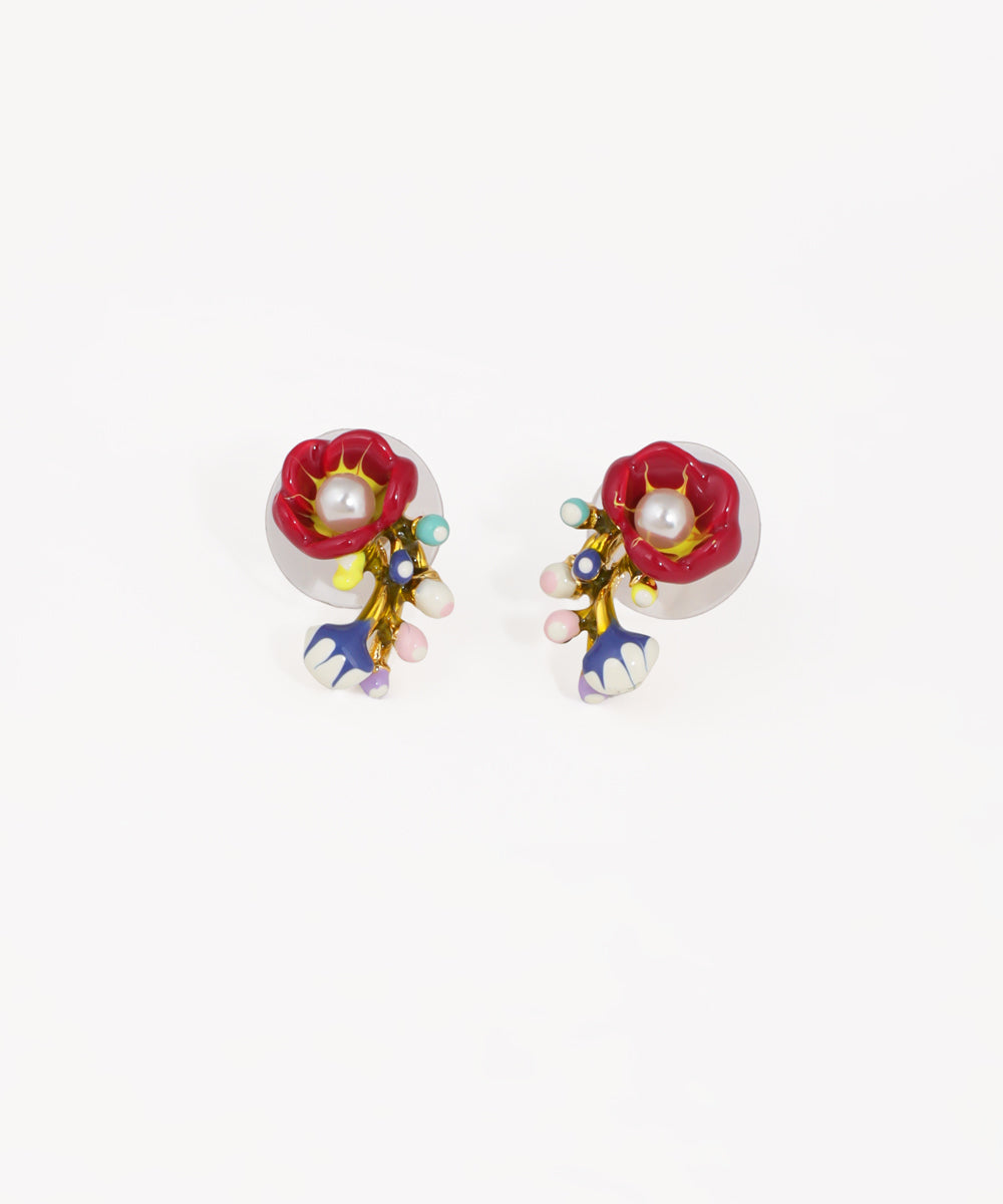 Playful Floral Enamel Drop Earrings | Stylika