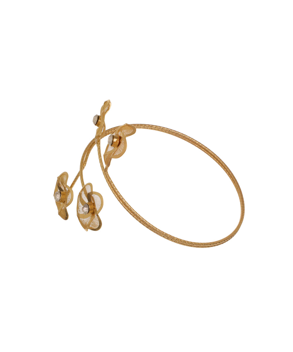 Ornate Floral Arm Cuff with Mesh Petals and Stones | Stylika