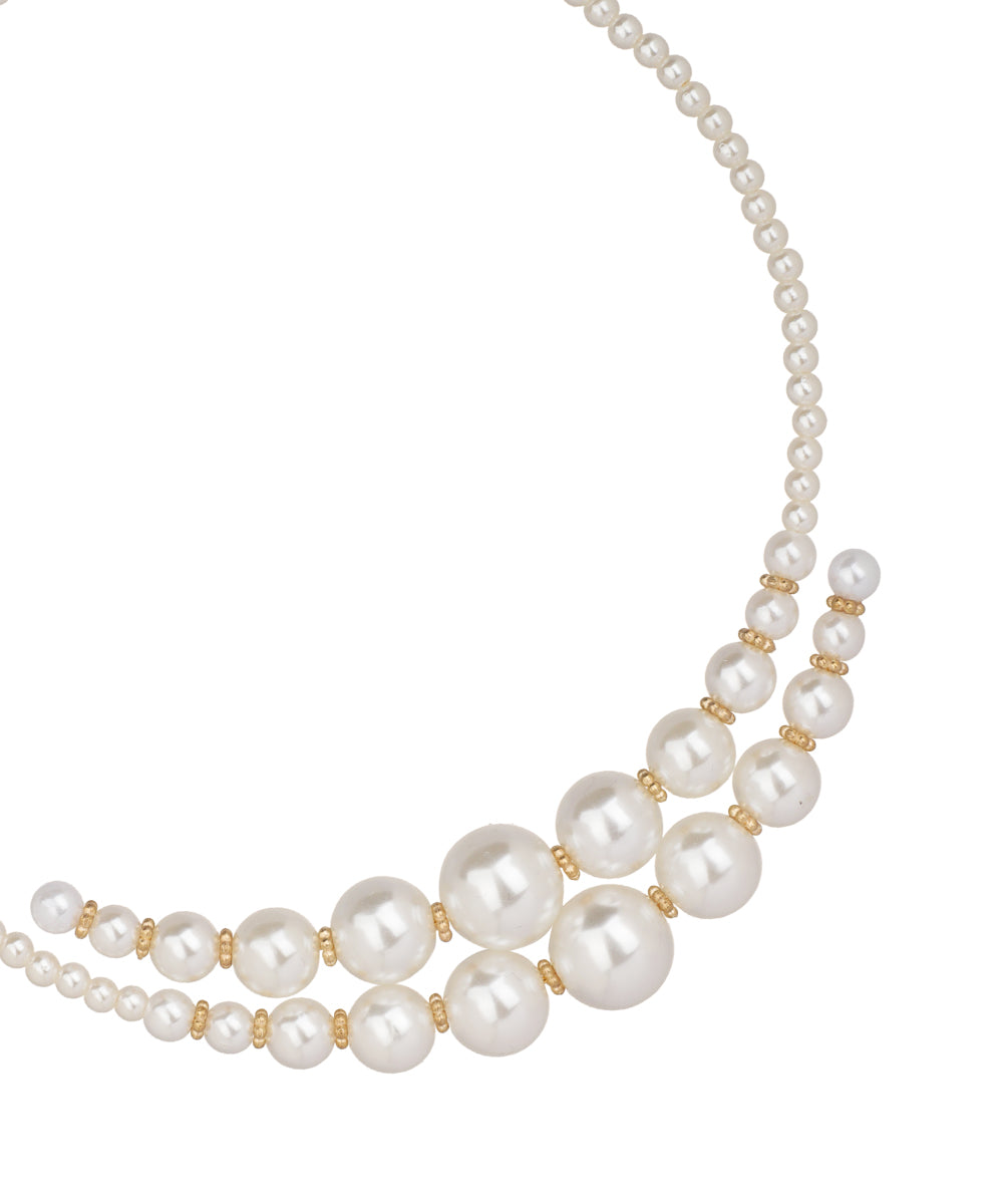 Double Layered Faux Pearl Statement Necklace | Stylika