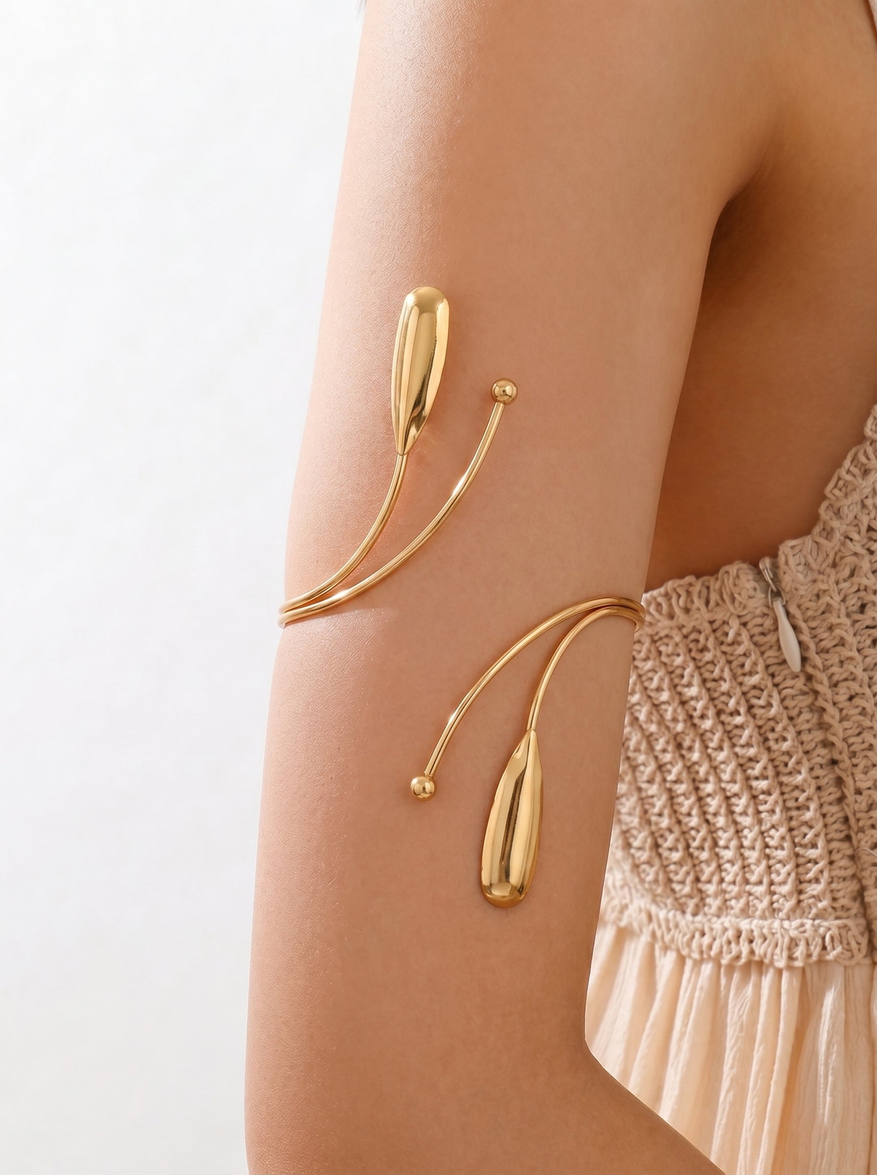 Sculptural Wrap Arm Cuff with Organic Capsule Tips | Stylika