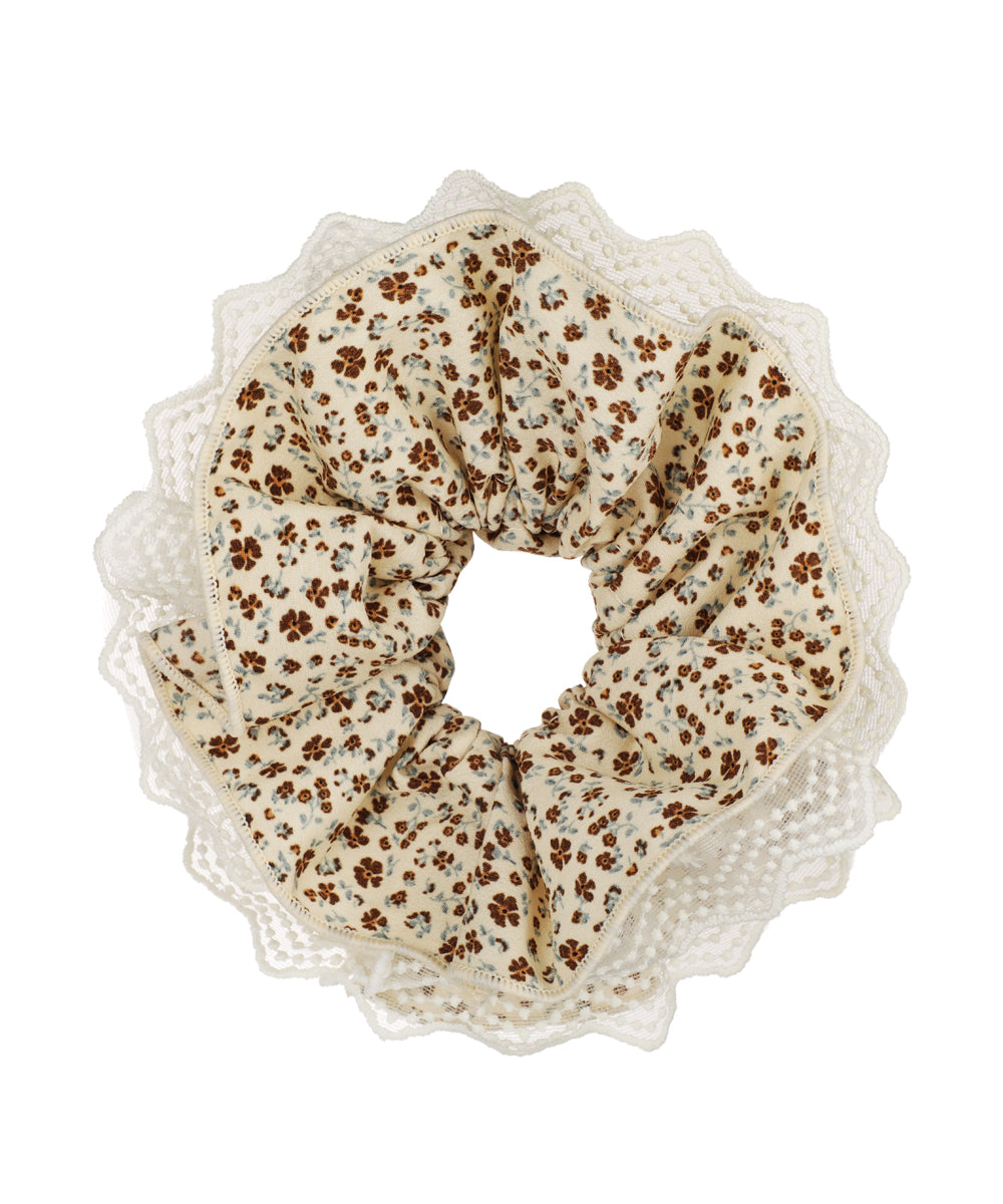 Floral Lace Trim Hair Scrunchie | STYLIKA