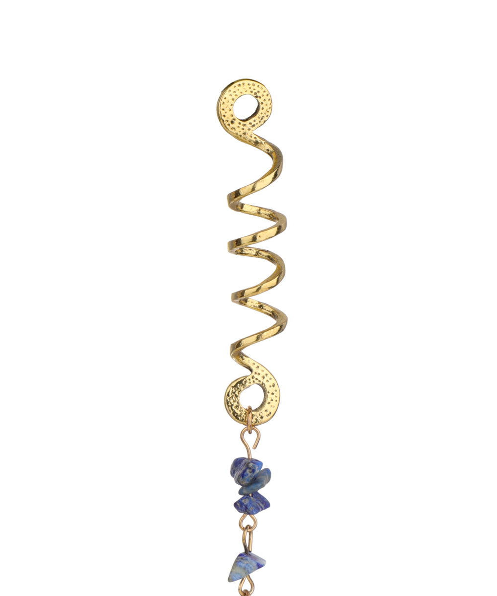 Long Spiral Blue Stone Chip Hair Braidlet | Stylika
