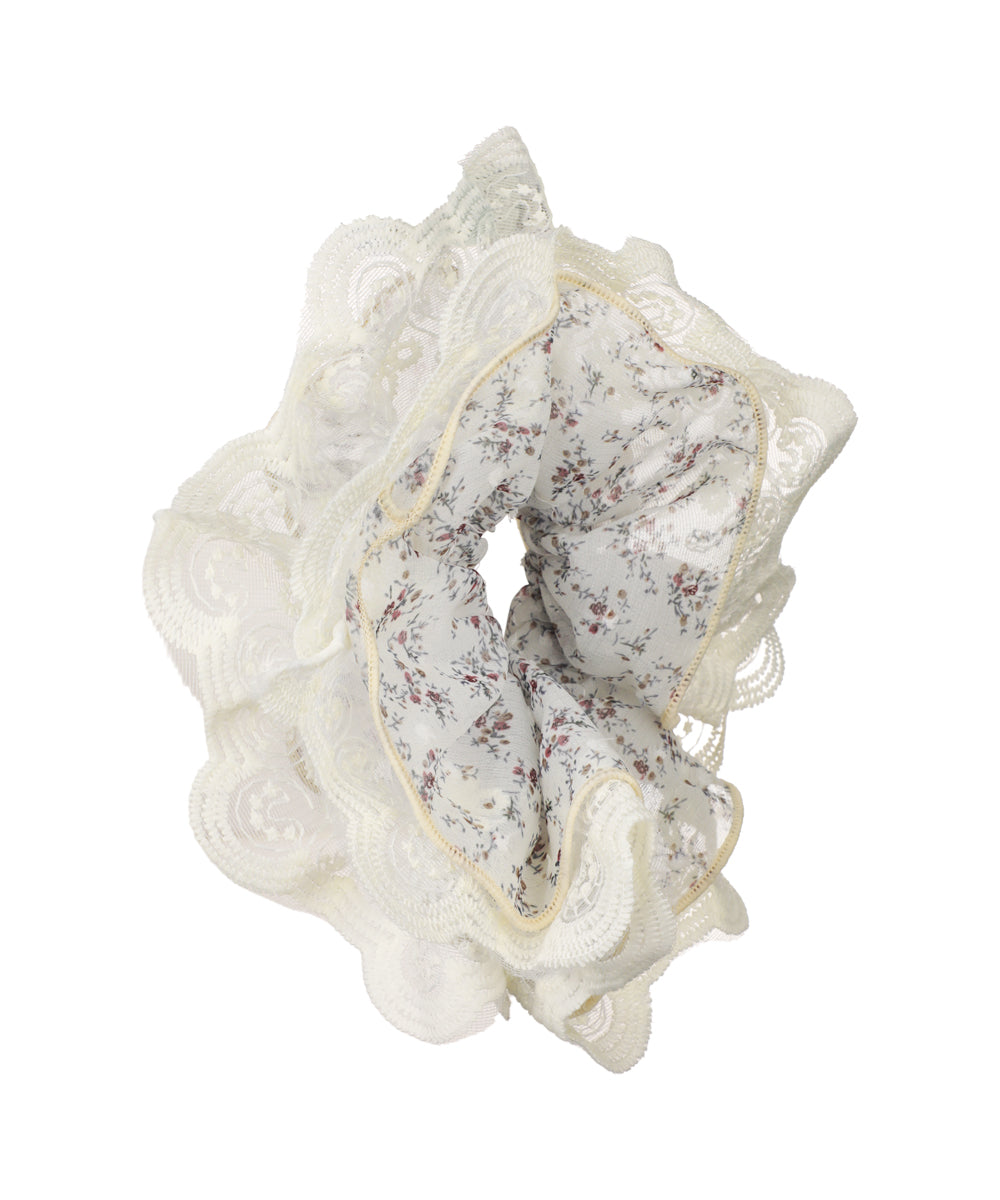 Floral Lace Trim Hair Scrunchie | STYLIKA