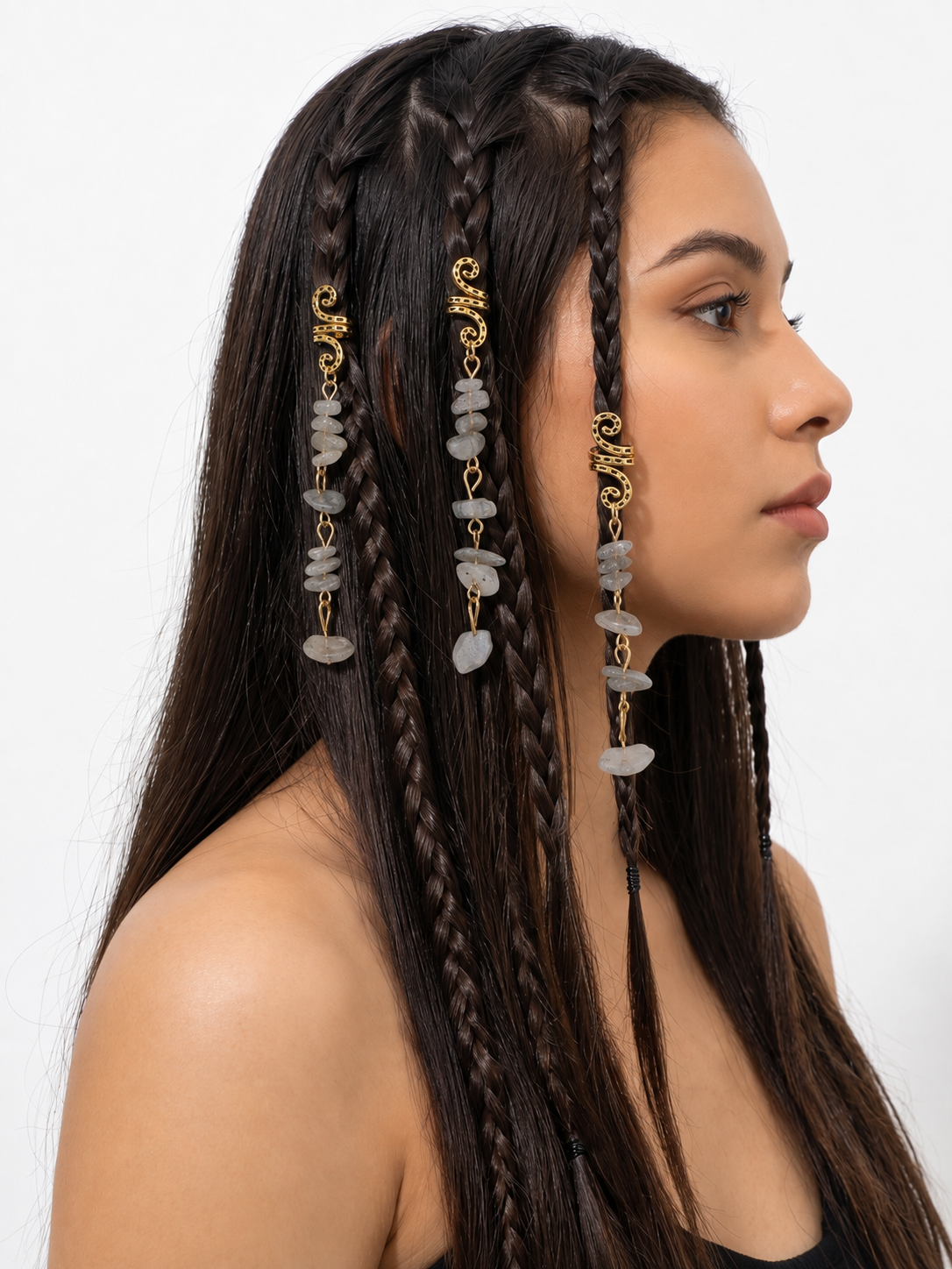 Grey Stone Chip Scroll Hair Braidlet | Stylika