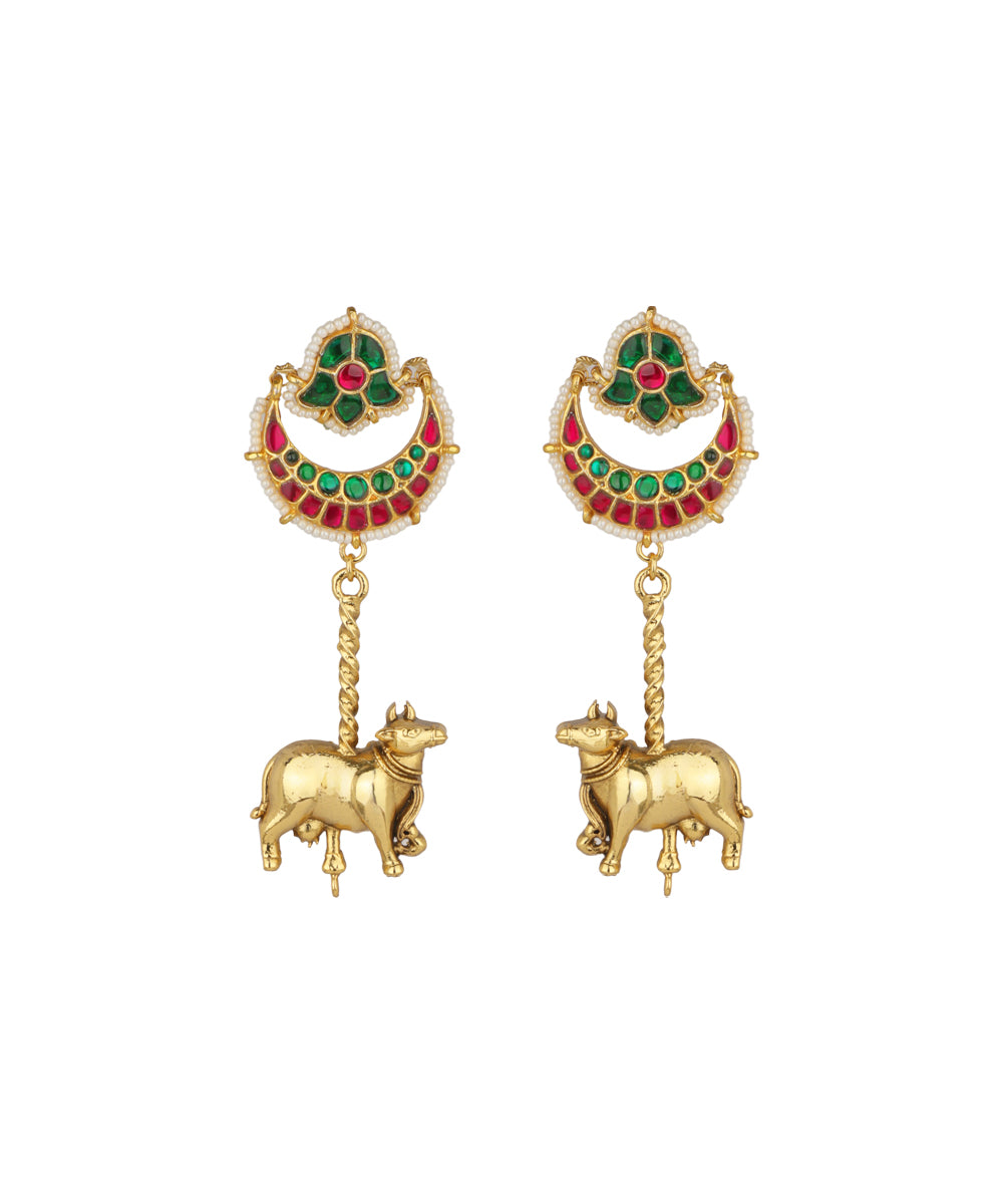 Crescent Nandi Motif Dangle Earrings | Stylika