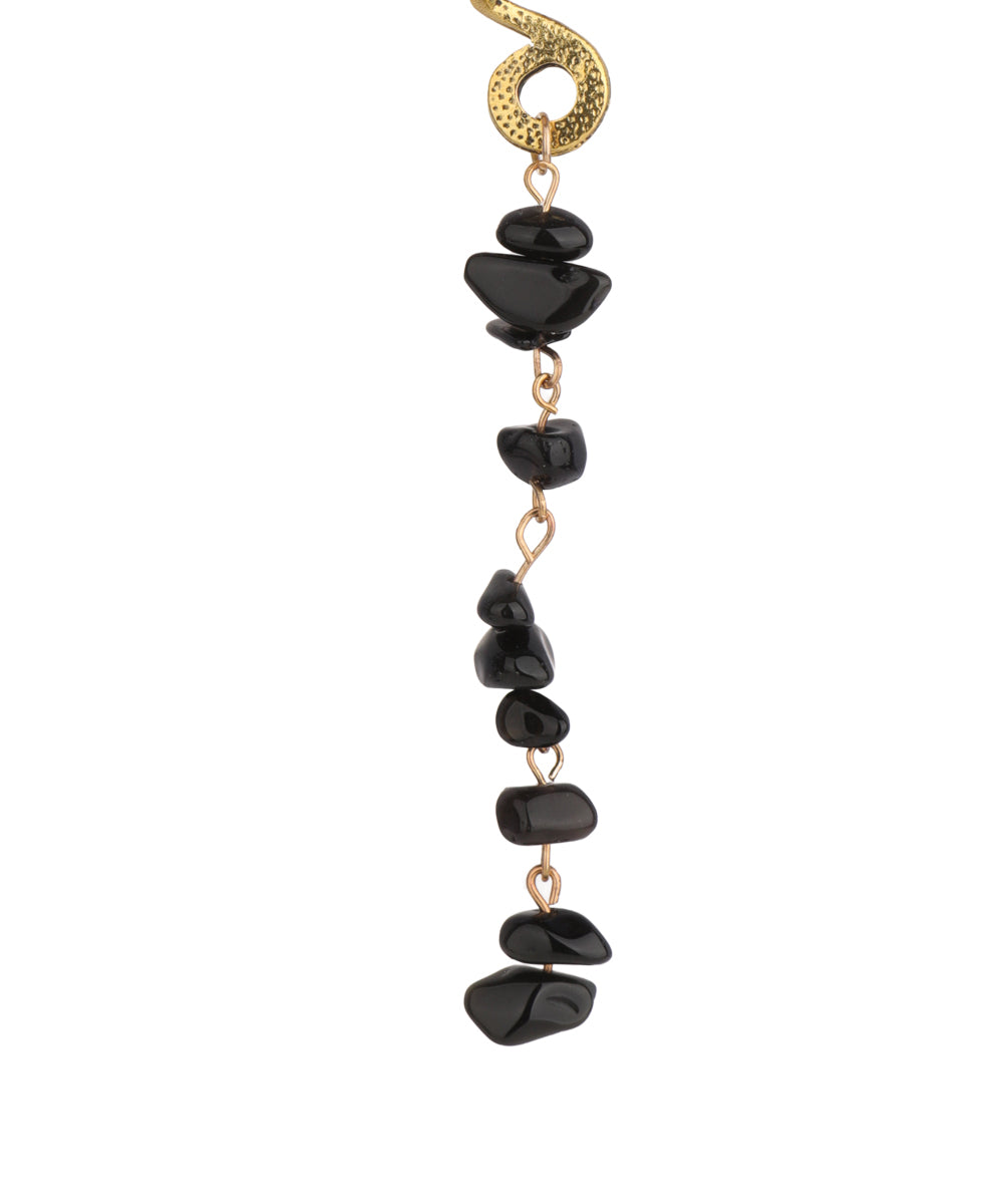 Long Spiral Black Stone Chip Hair Braidlet | Stylika