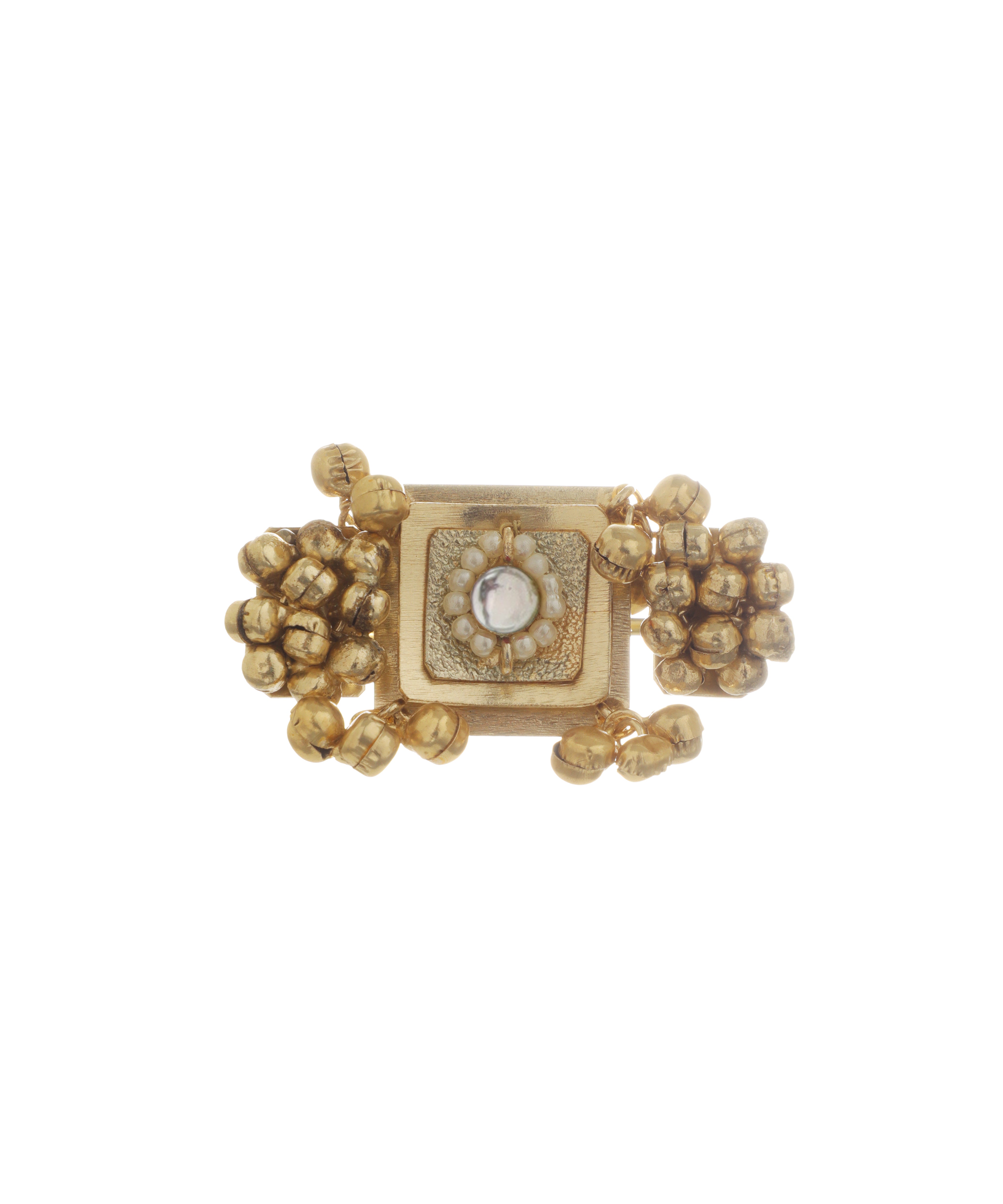 Statement Square Ethnic Double Finger Ring | Stylika