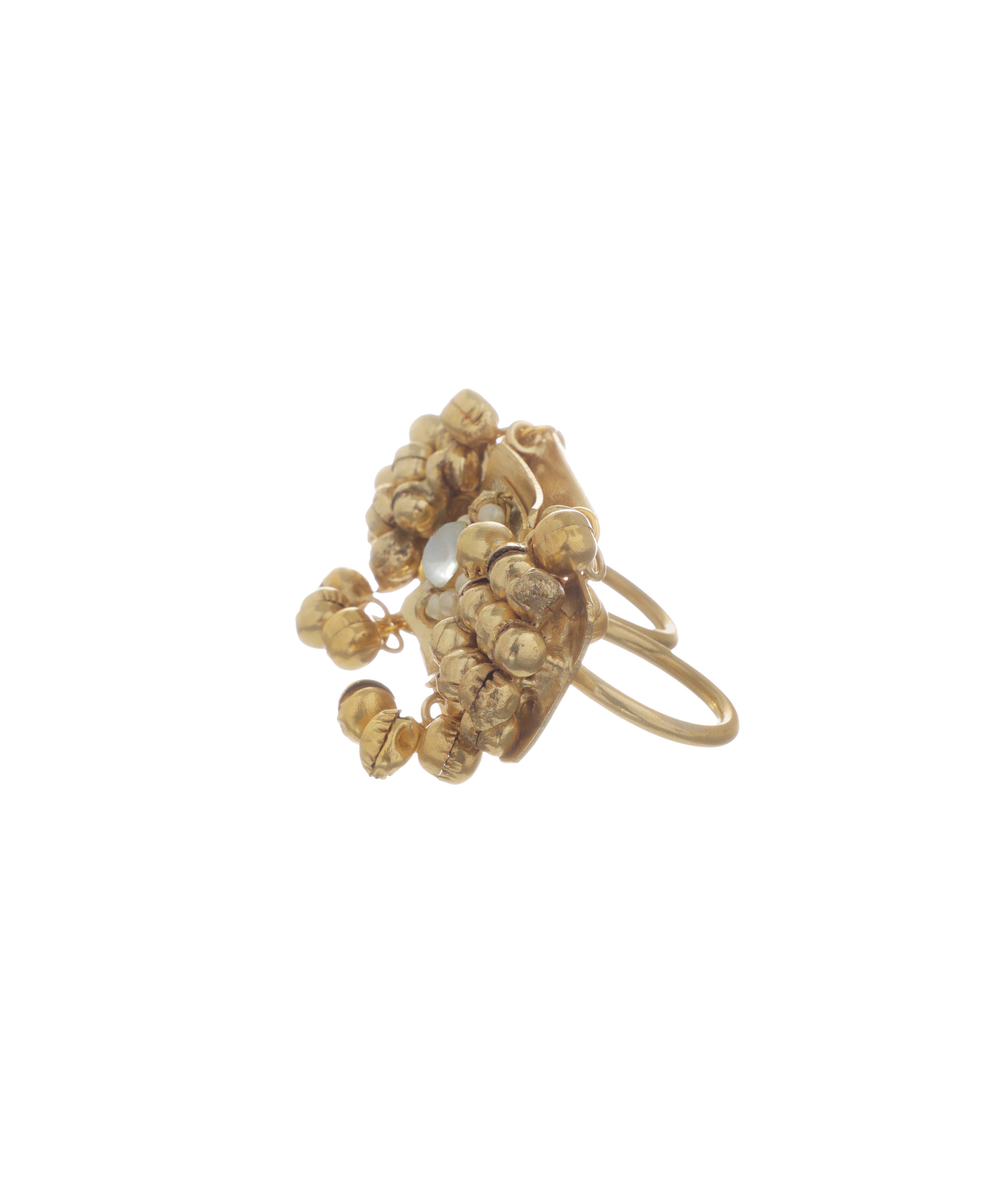 Statement Square Ethnic Double Finger Ring | Stylika